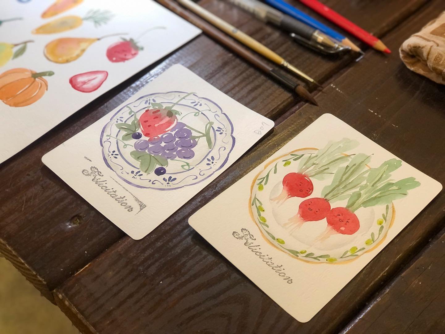 餐桌上的小食光｜Ariselin Design 水彩課｜