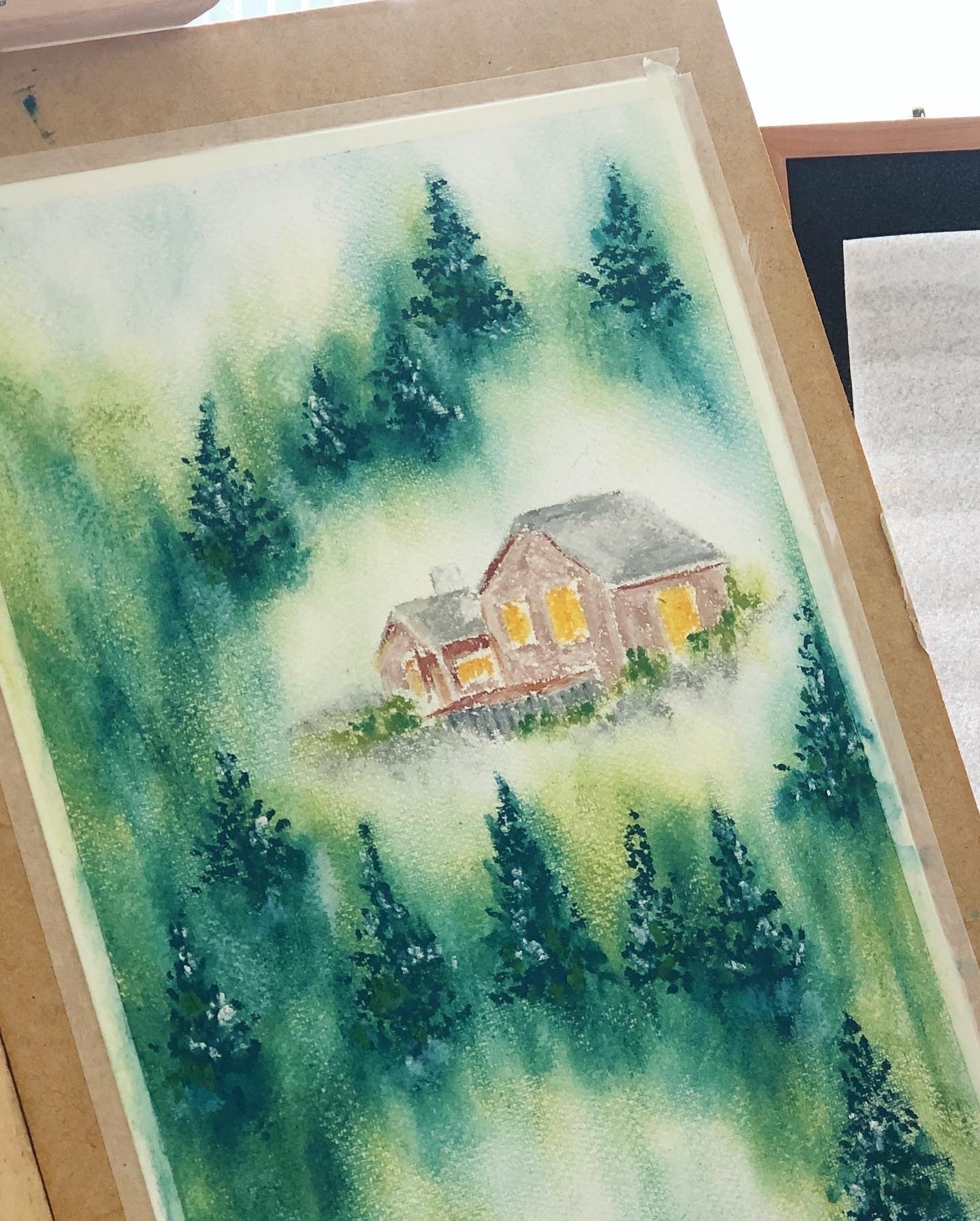 油粉彩課：北歐極光小屋