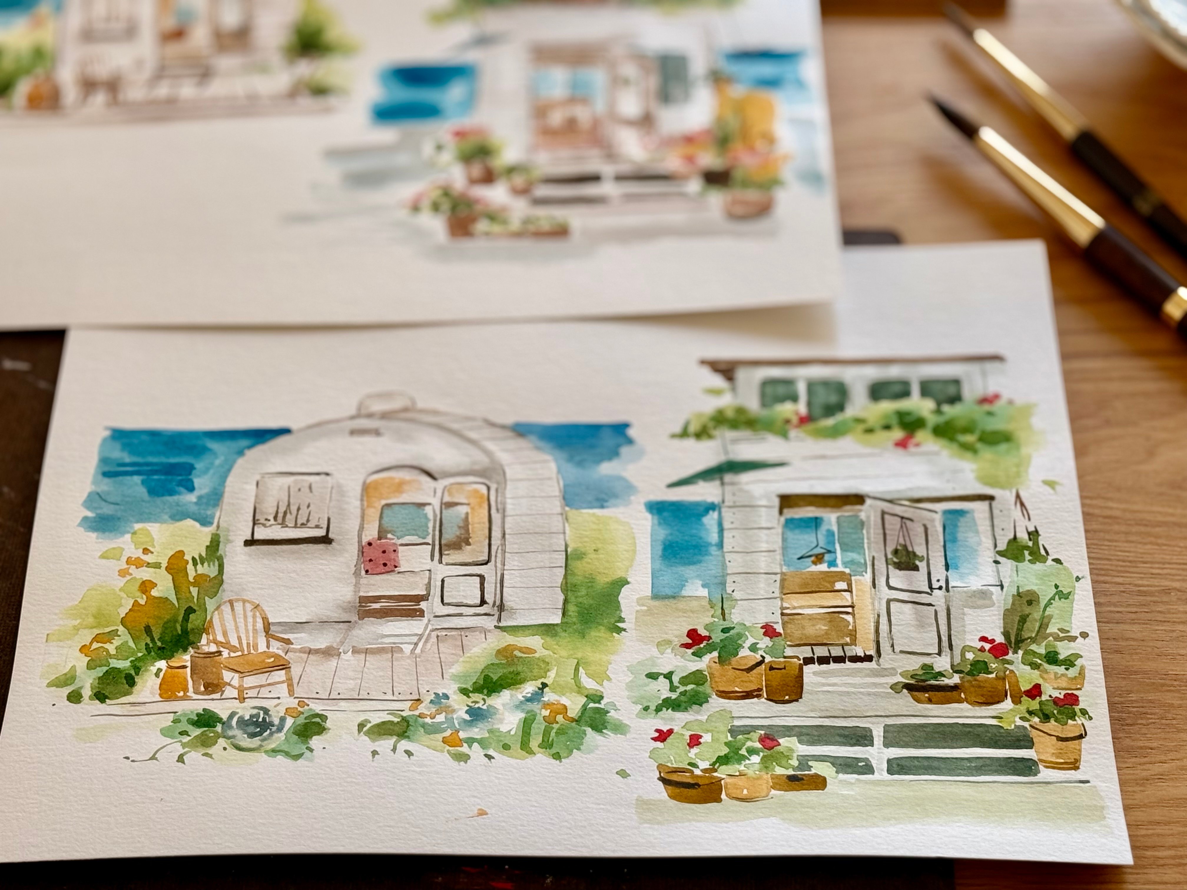 輕水彩：長假裡的海濱小屋