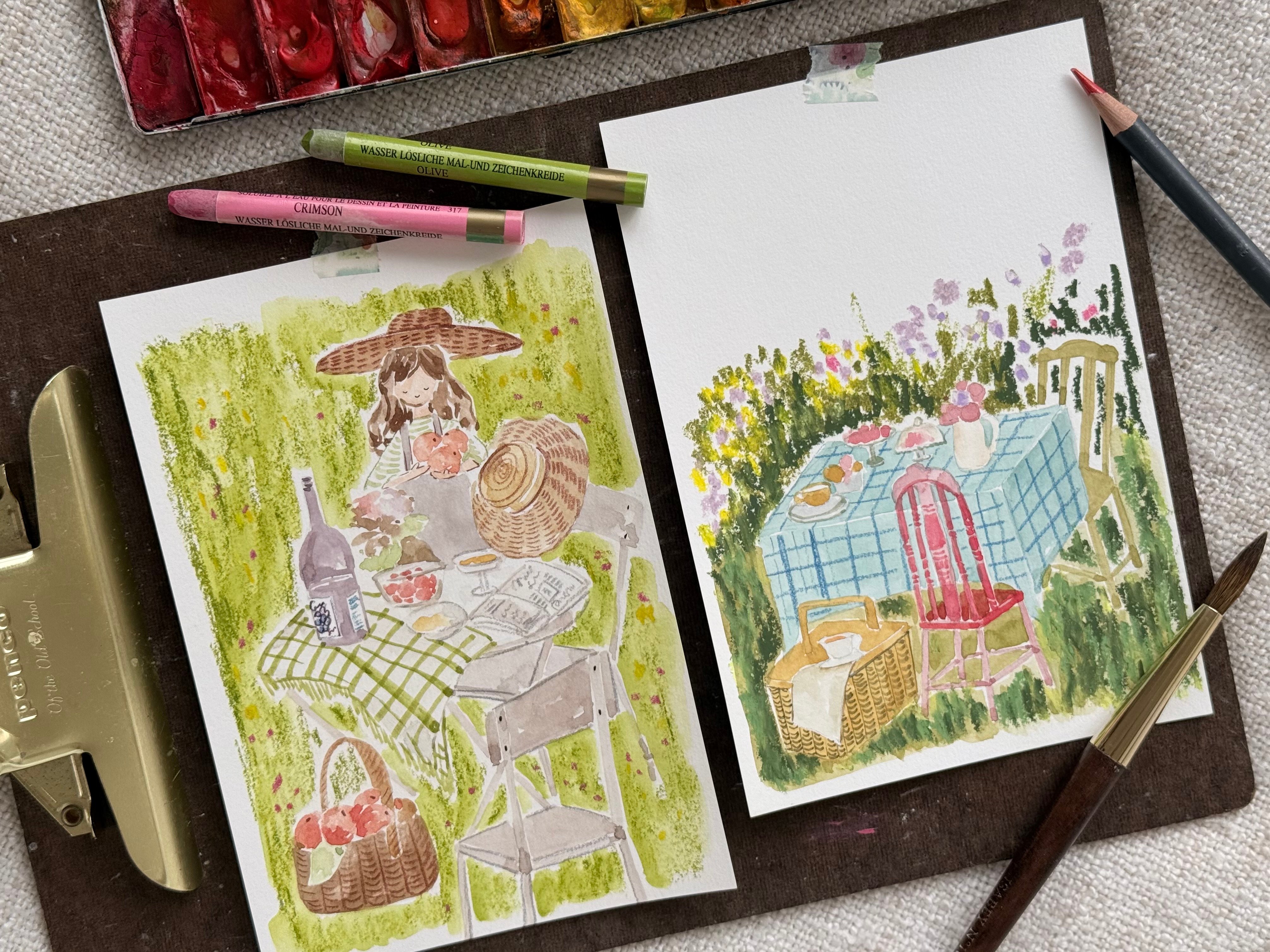 複合媒材：花園裡的小盛宴