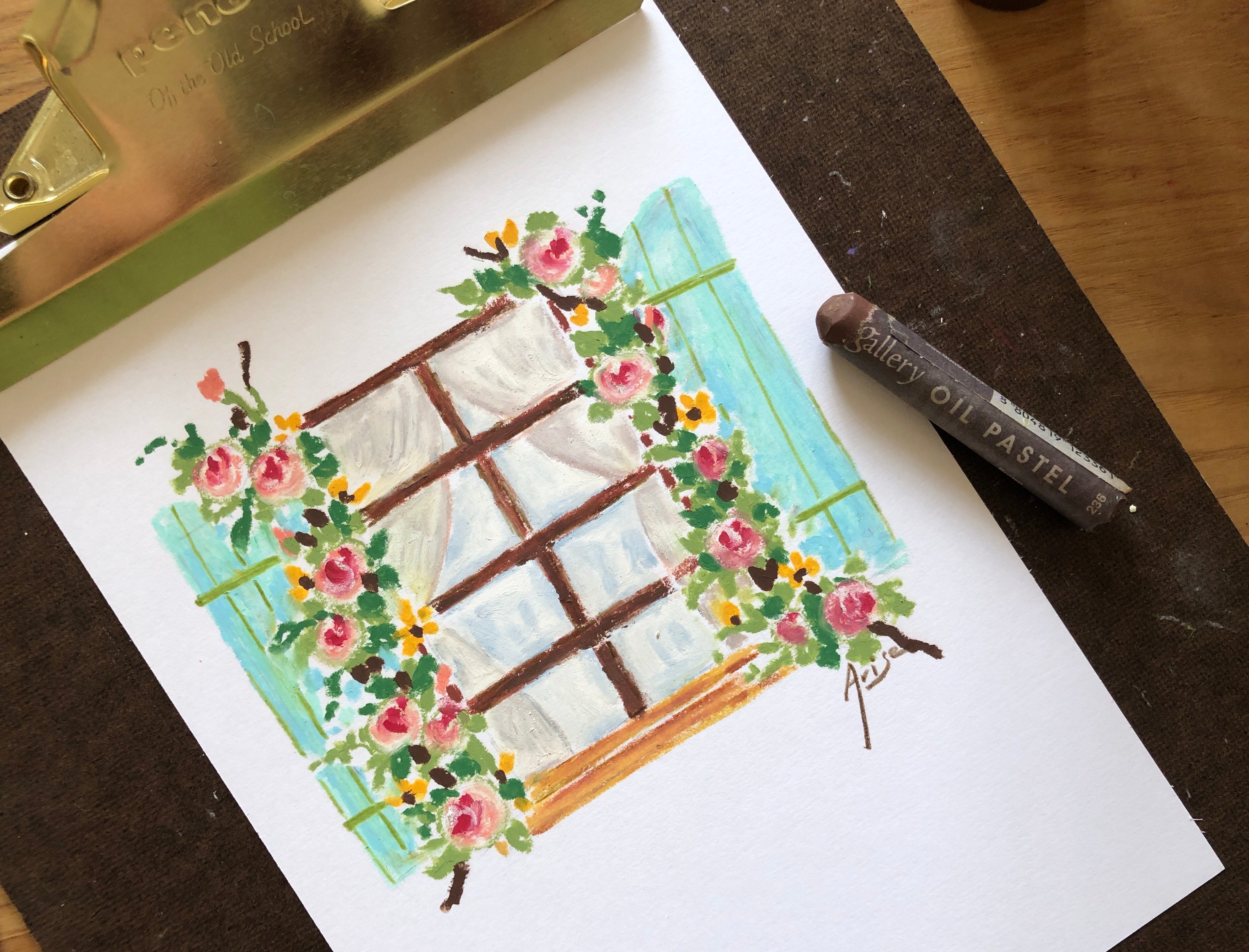 油粉彩課：歐洲的花窗檯