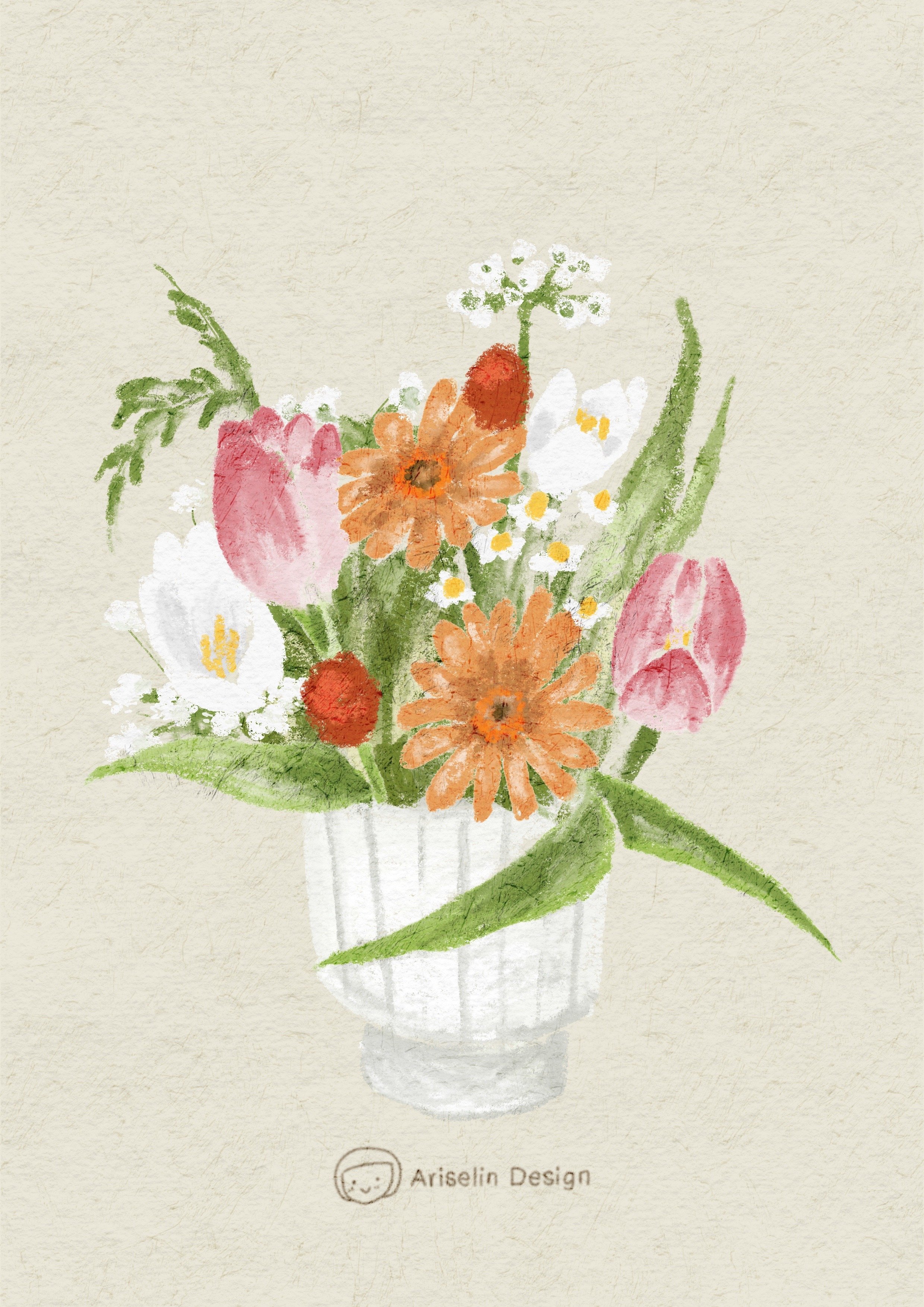 iPad畫畫課：韓式花束油粉彩繪