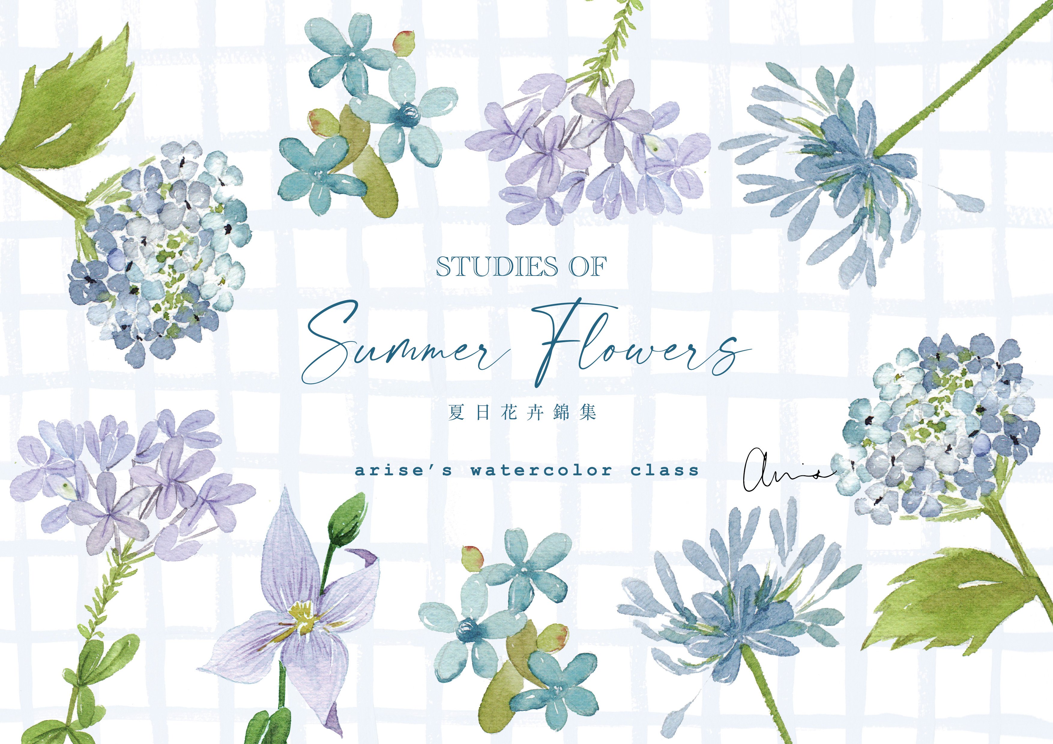 輕水彩:夏日花卉錦集|Ariselin Design 線上課程| 輕水彩:夏日花卉錦集|Ariselin Design 線上課程|