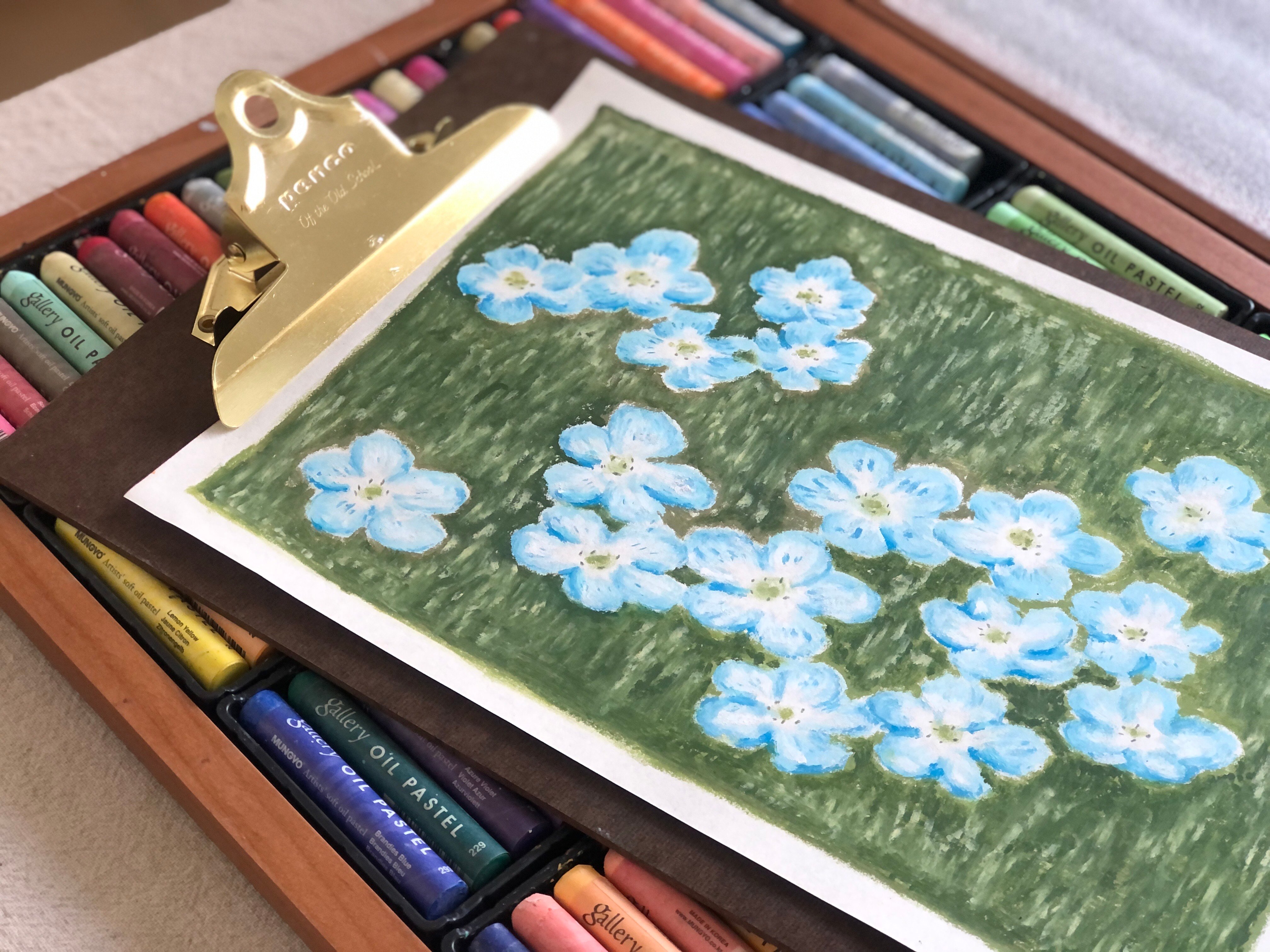 油粉彩課：花園裡的瑠璃唐草