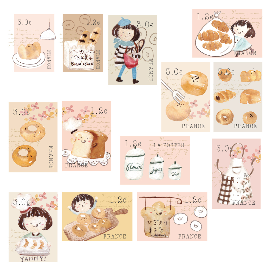 幸福麵包屋｜Ariselin Design 郵票貼紙｜