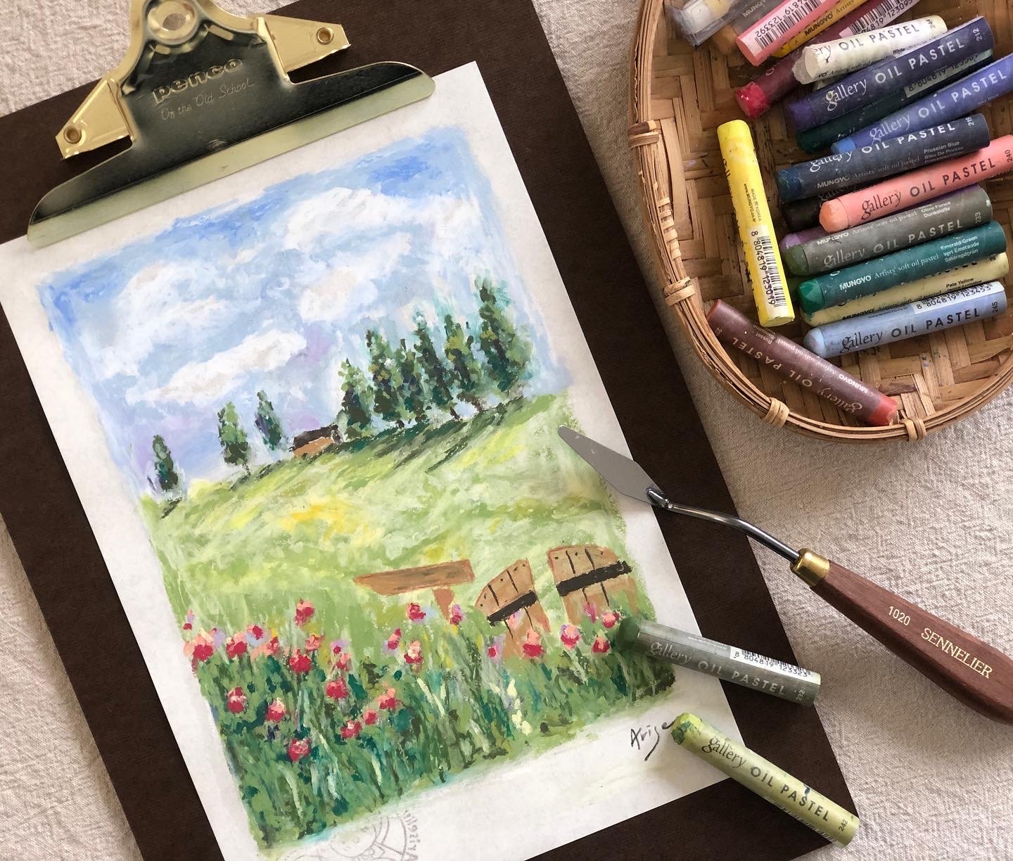 油粉彩課：歐洲鄉村小路風景