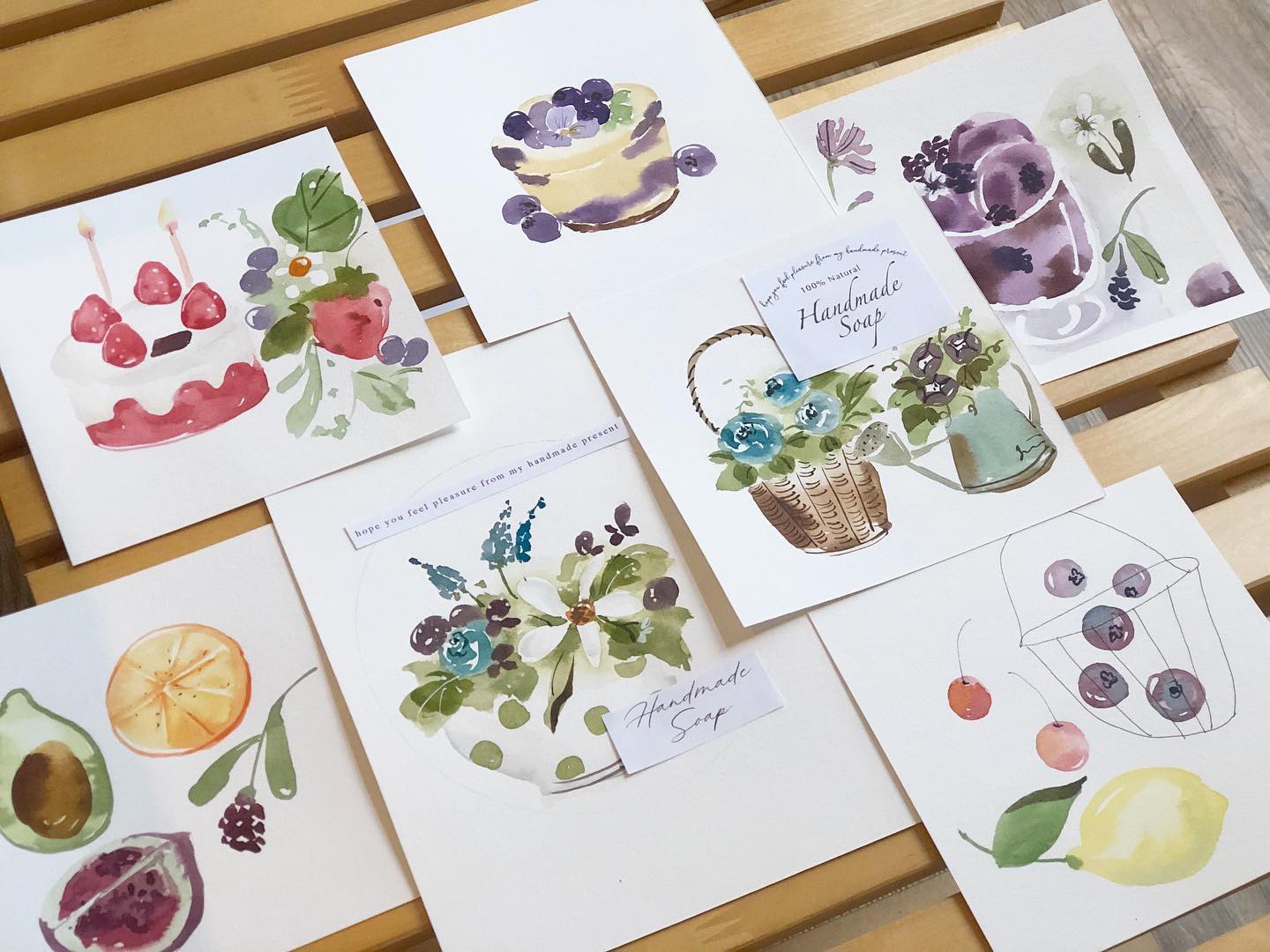 輕水彩課：果實，甜點與花