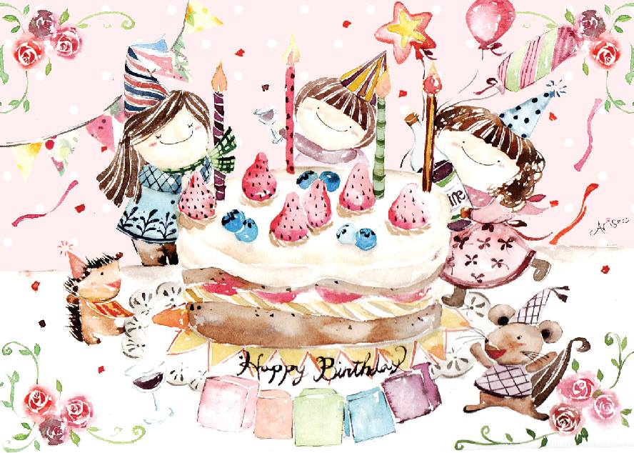 姊妹淘系列：生日快樂｜Ariselin Design 明信片｜