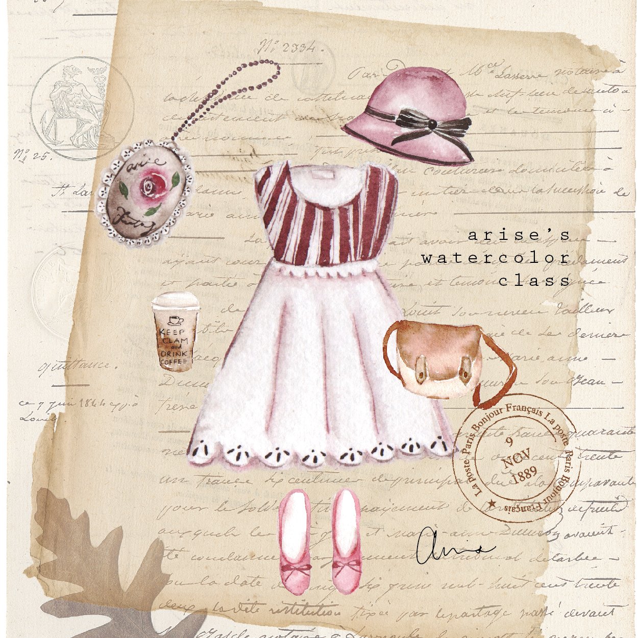 輕水彩課程：法式小衣櫥