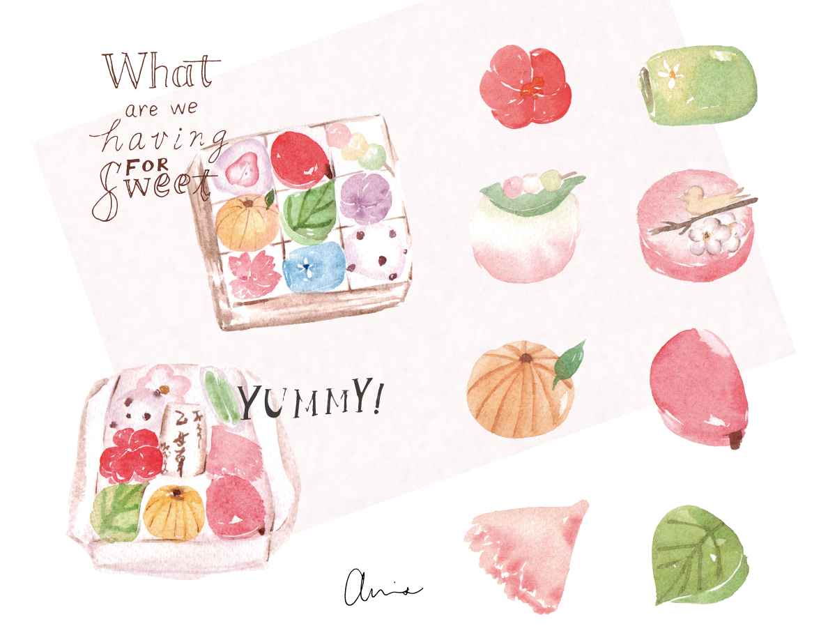 輕水彩課：日式和菓子