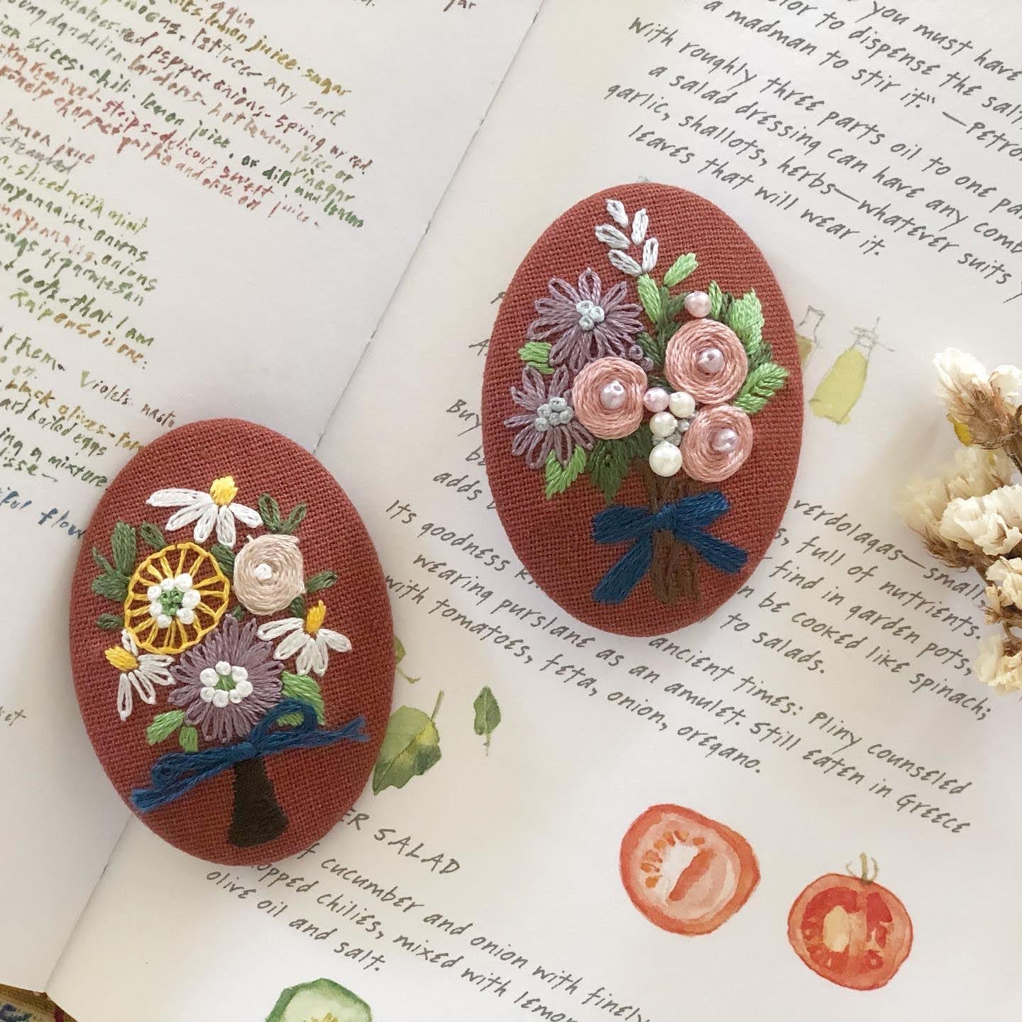 刺繡與生活布作課：花朵刺繡胸針