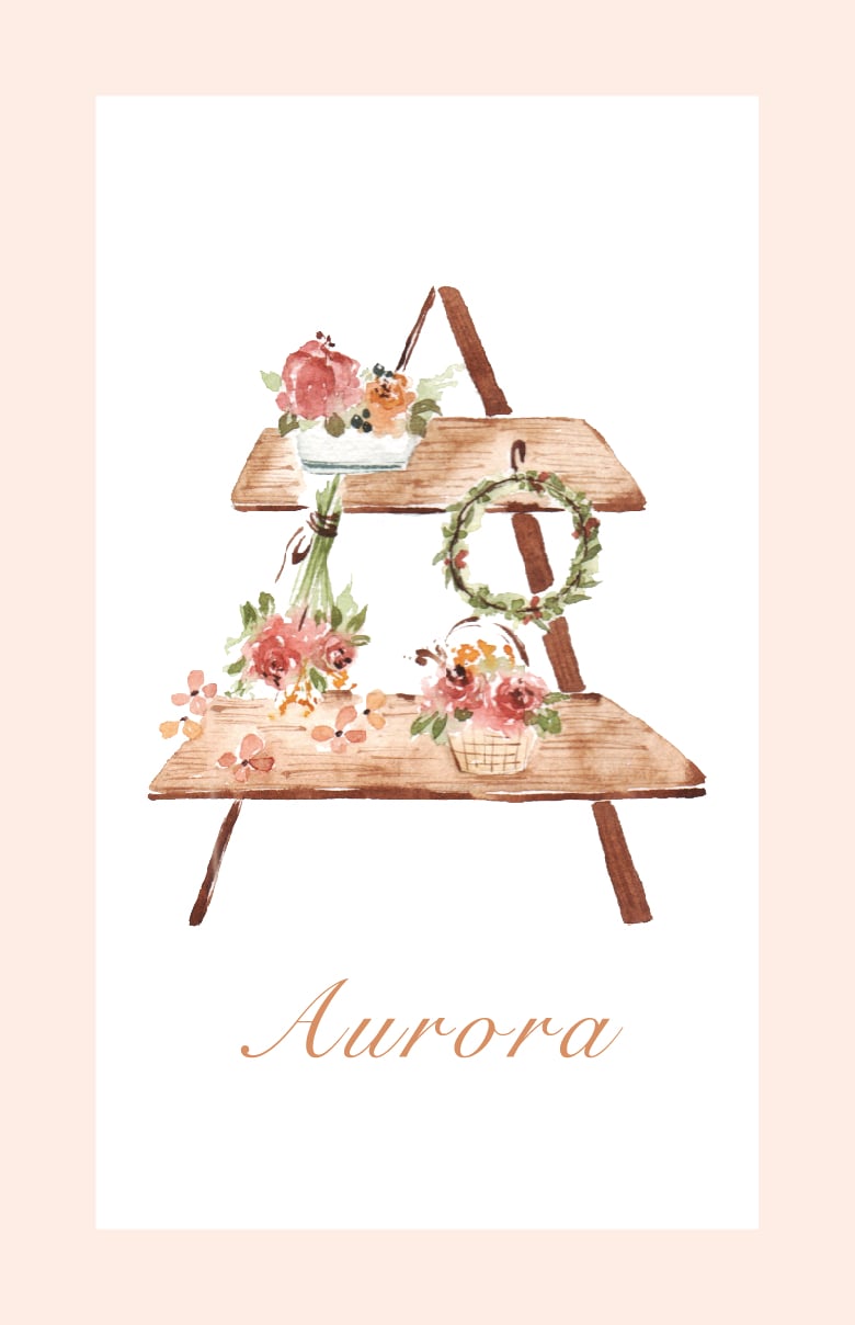 Aurora花藝工作室名片插畫設計