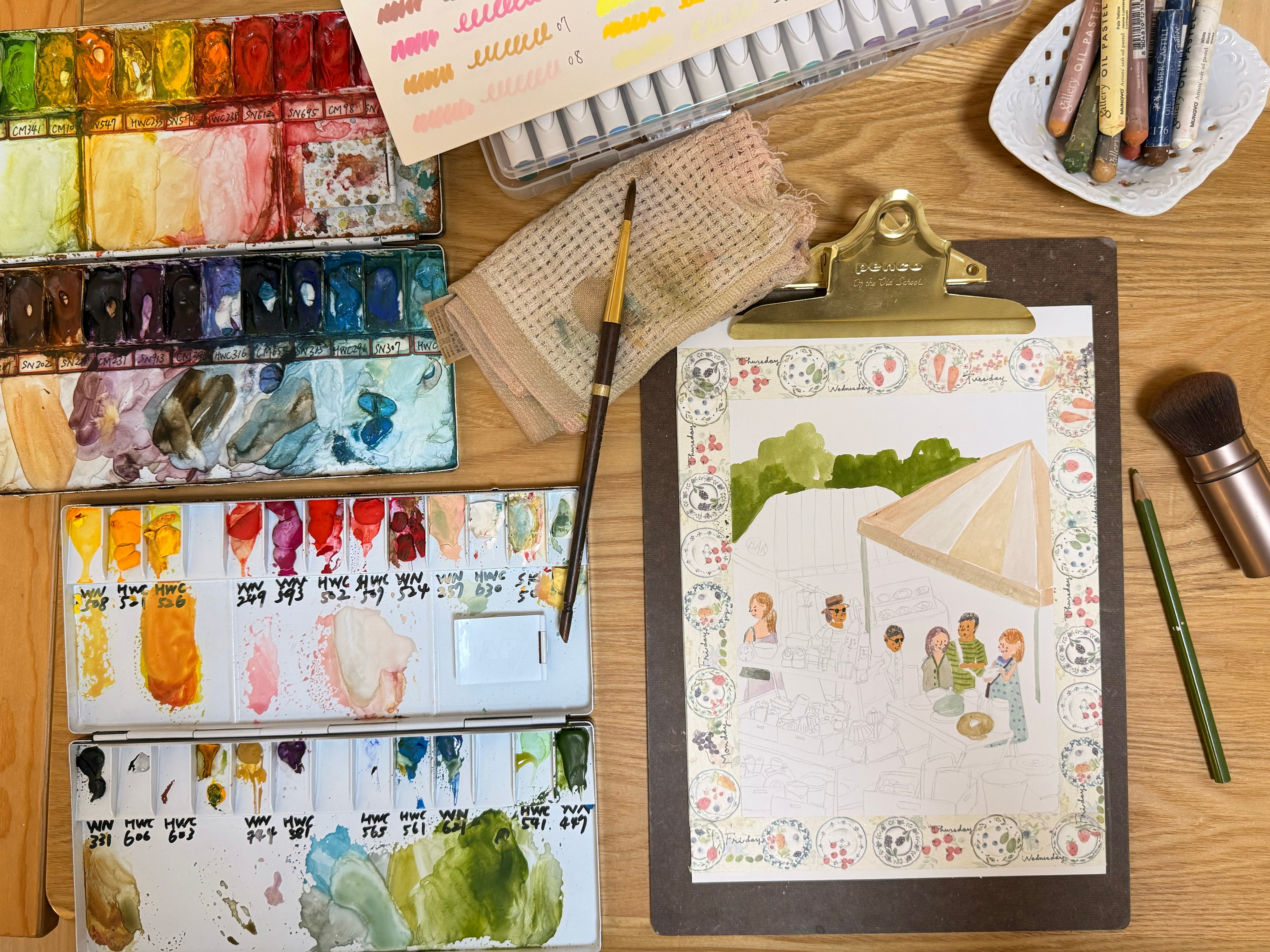 輕水彩課：莫爾公園的古董市集