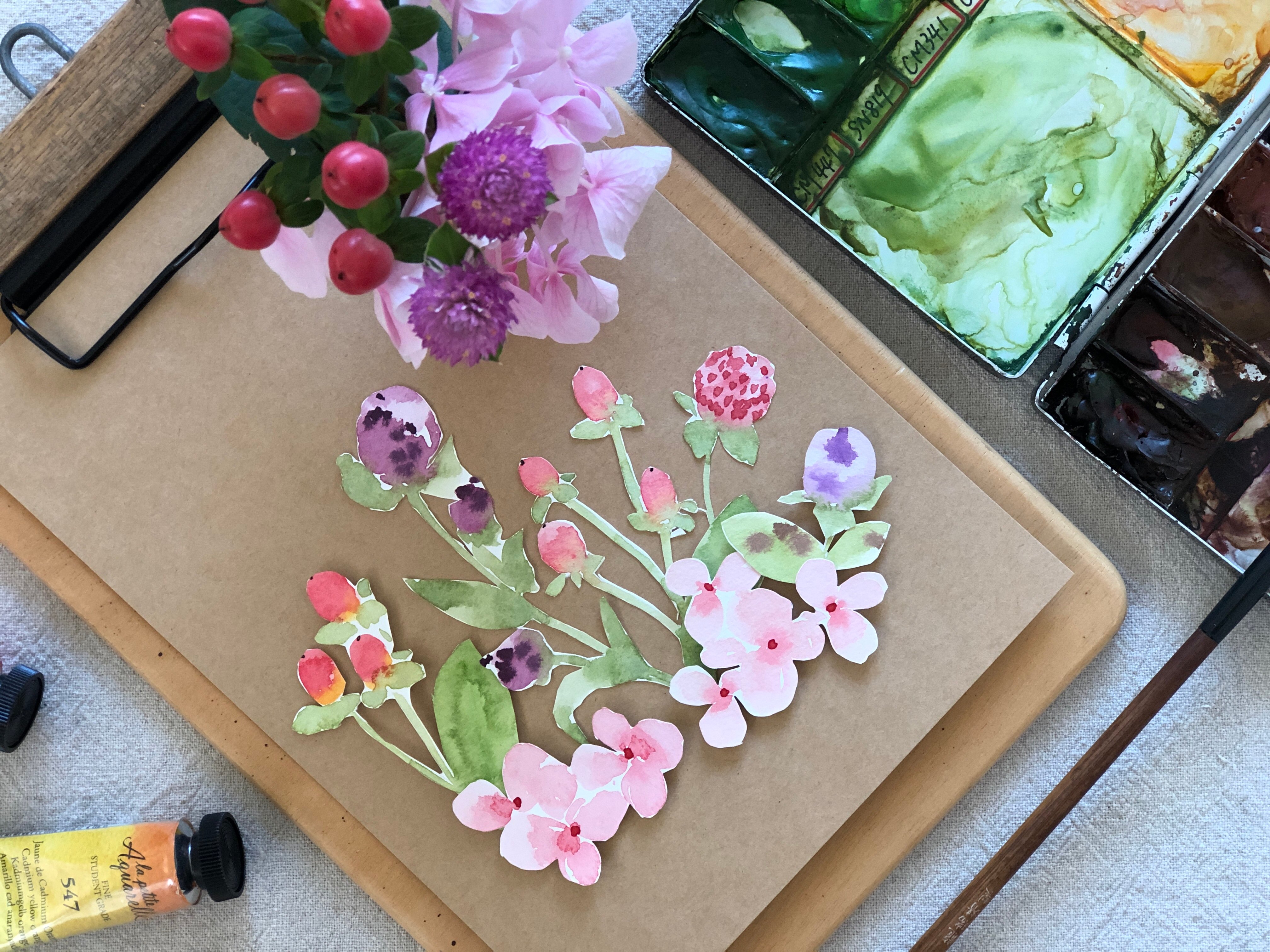 輕水彩：水彩花草立體拼畫