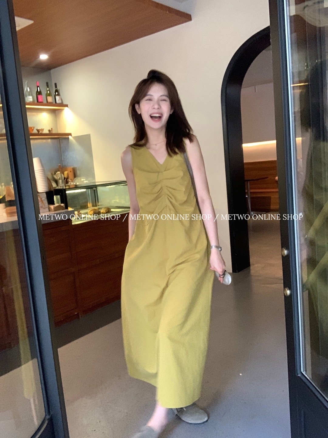 超級顯瘦顯白小綠裙