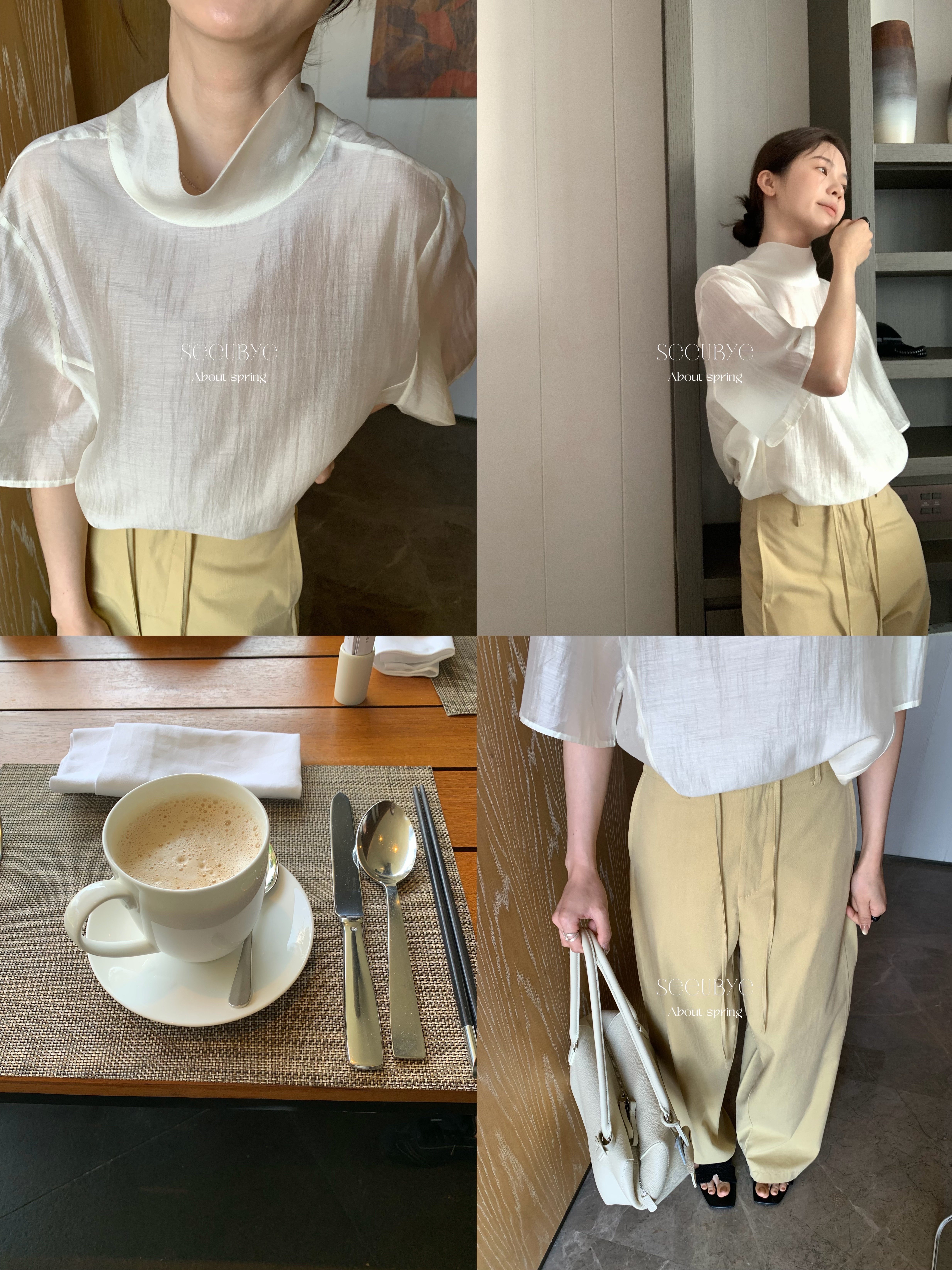 萊賽爾半高領shirt後面也有調性