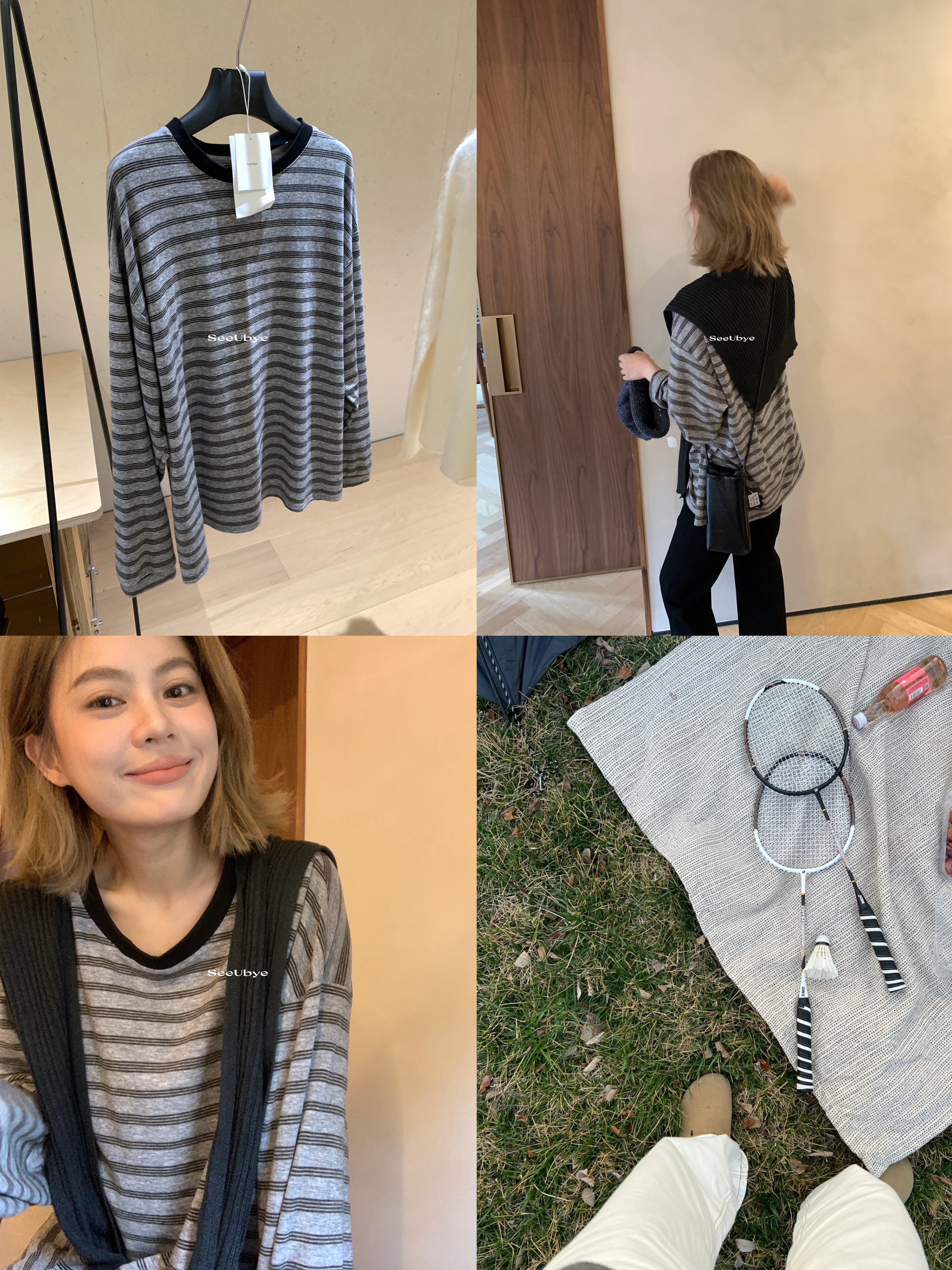 不含披肩｜早秋很實穿的一件條紋tee