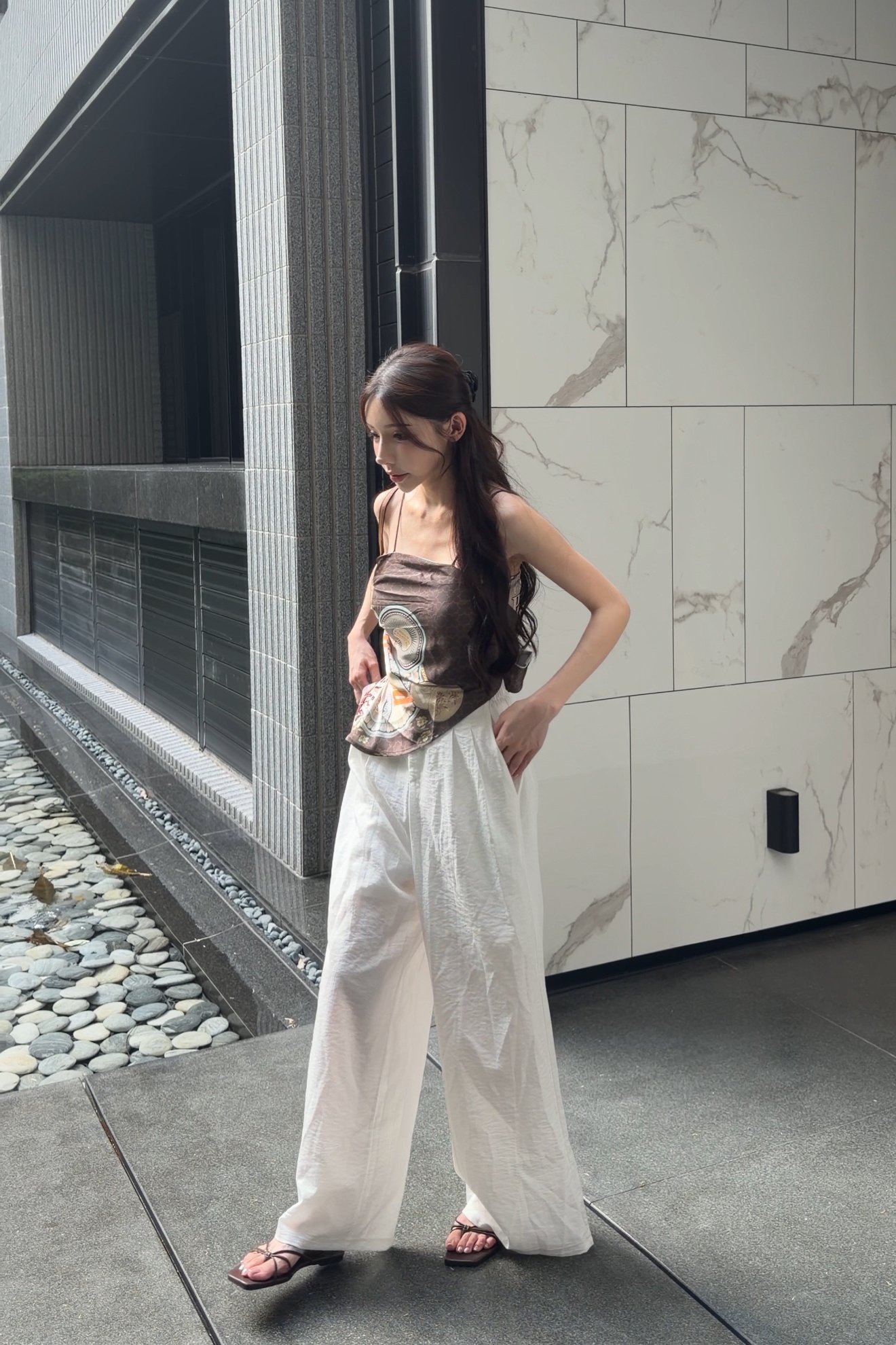 復古絲巾後綁帶背心