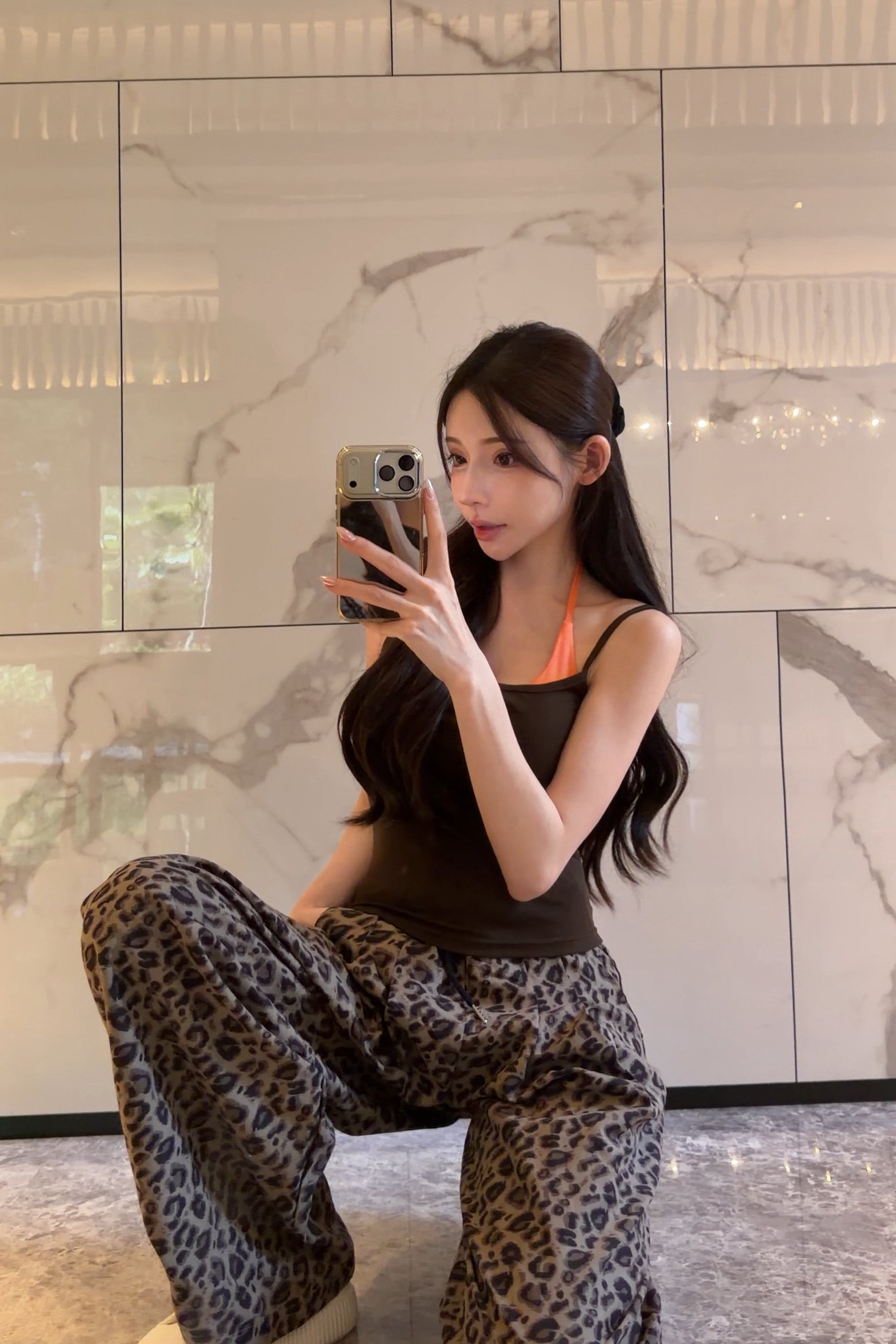 美式豹紋寬褲