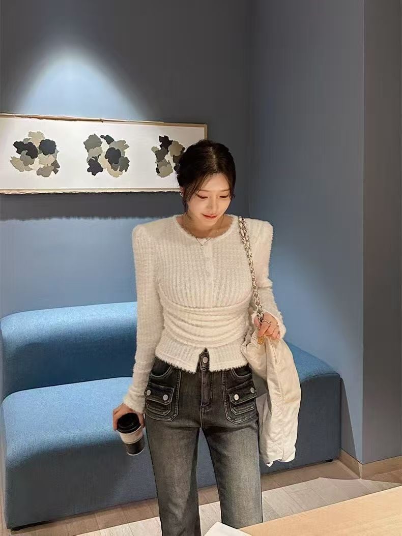 O12 正韓收腰長袖