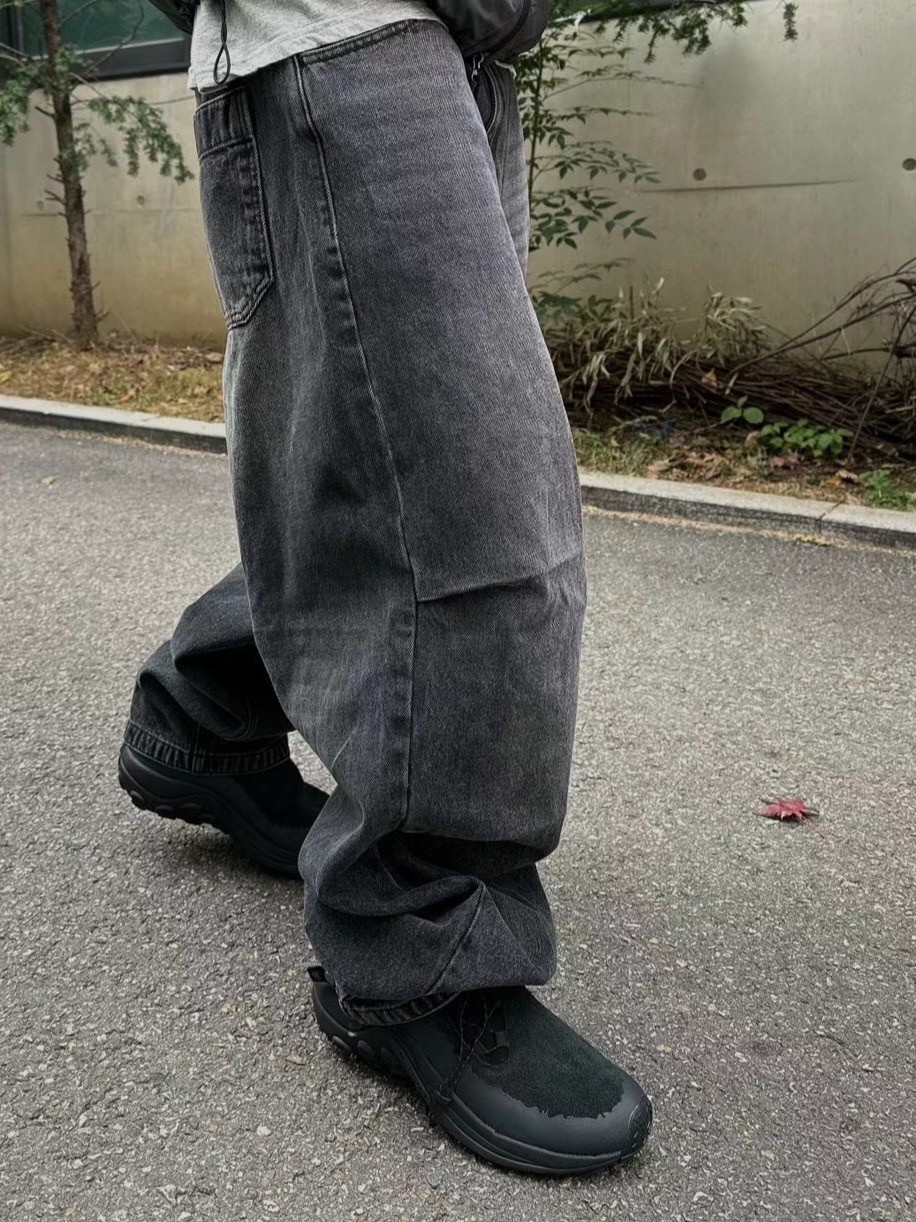 韓國選品｜皺褶刷舊vibe牛仔褲