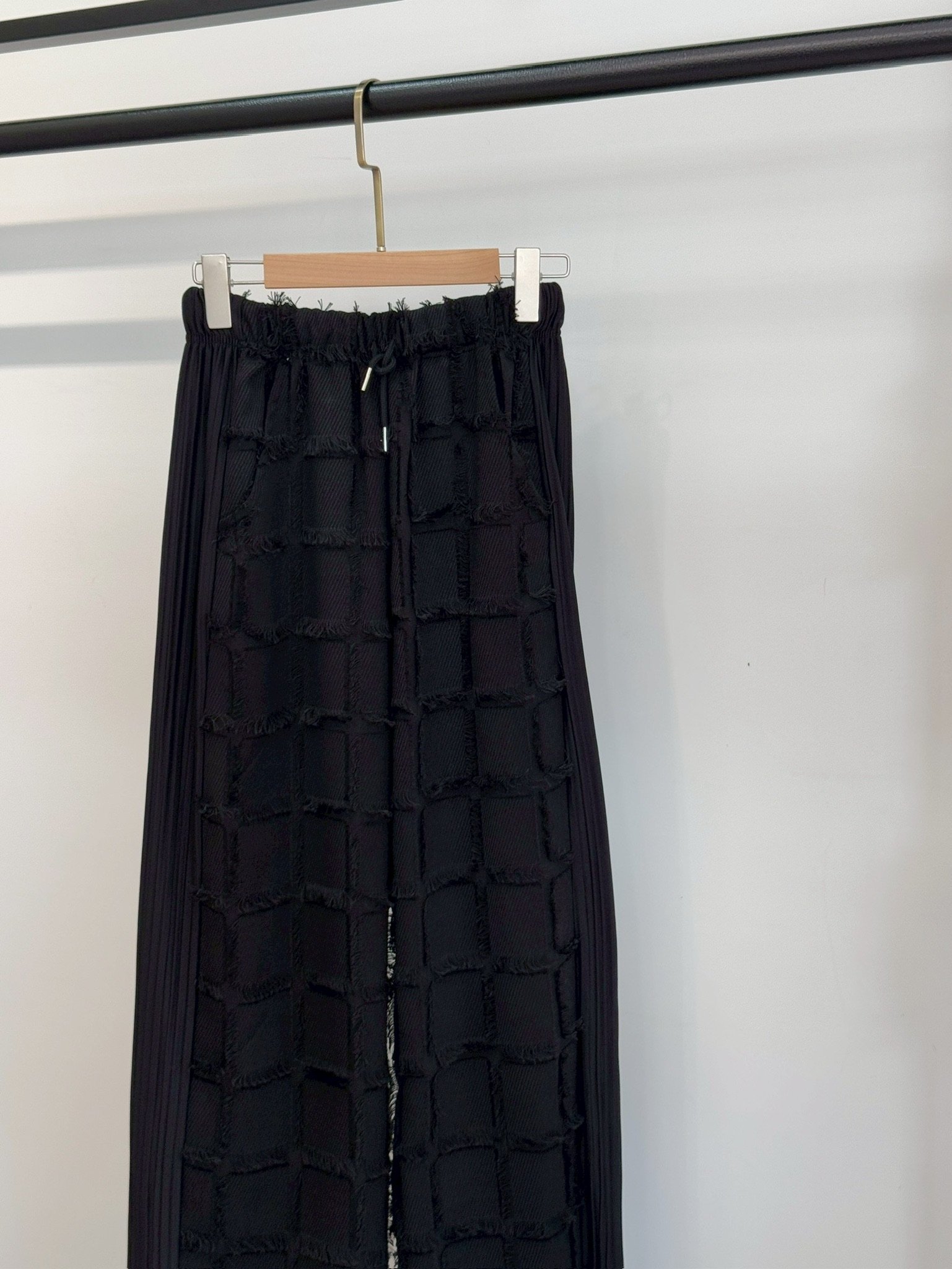 拼接鬚鬚皺摺褲