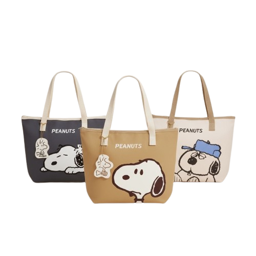 史努比Snoopy 小自在肩背吊飾大保溫袋-杏