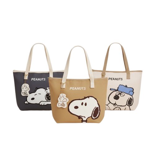 史努比Snoopy 小自在肩背吊飾大保溫袋-深灰