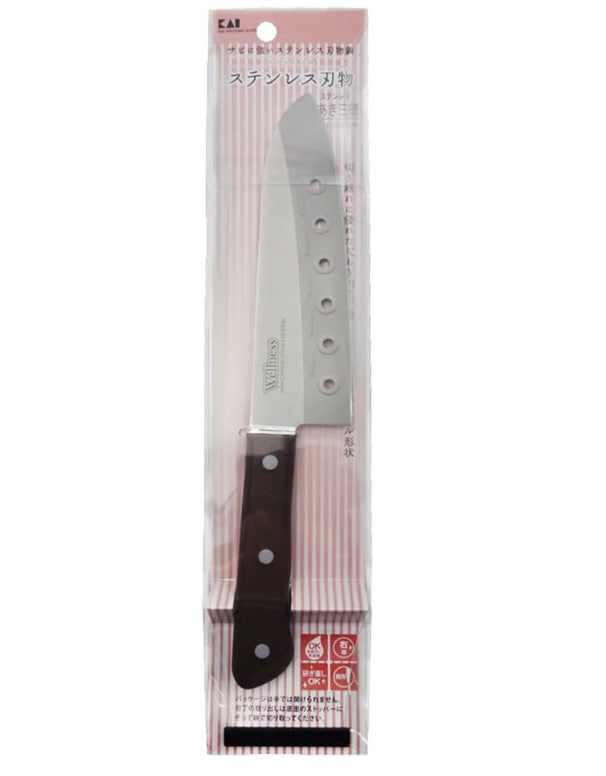 日本 貝印KAI WELLNESS 不鏽鋼日式鋼刀 三德型 帶孔 16.5cm