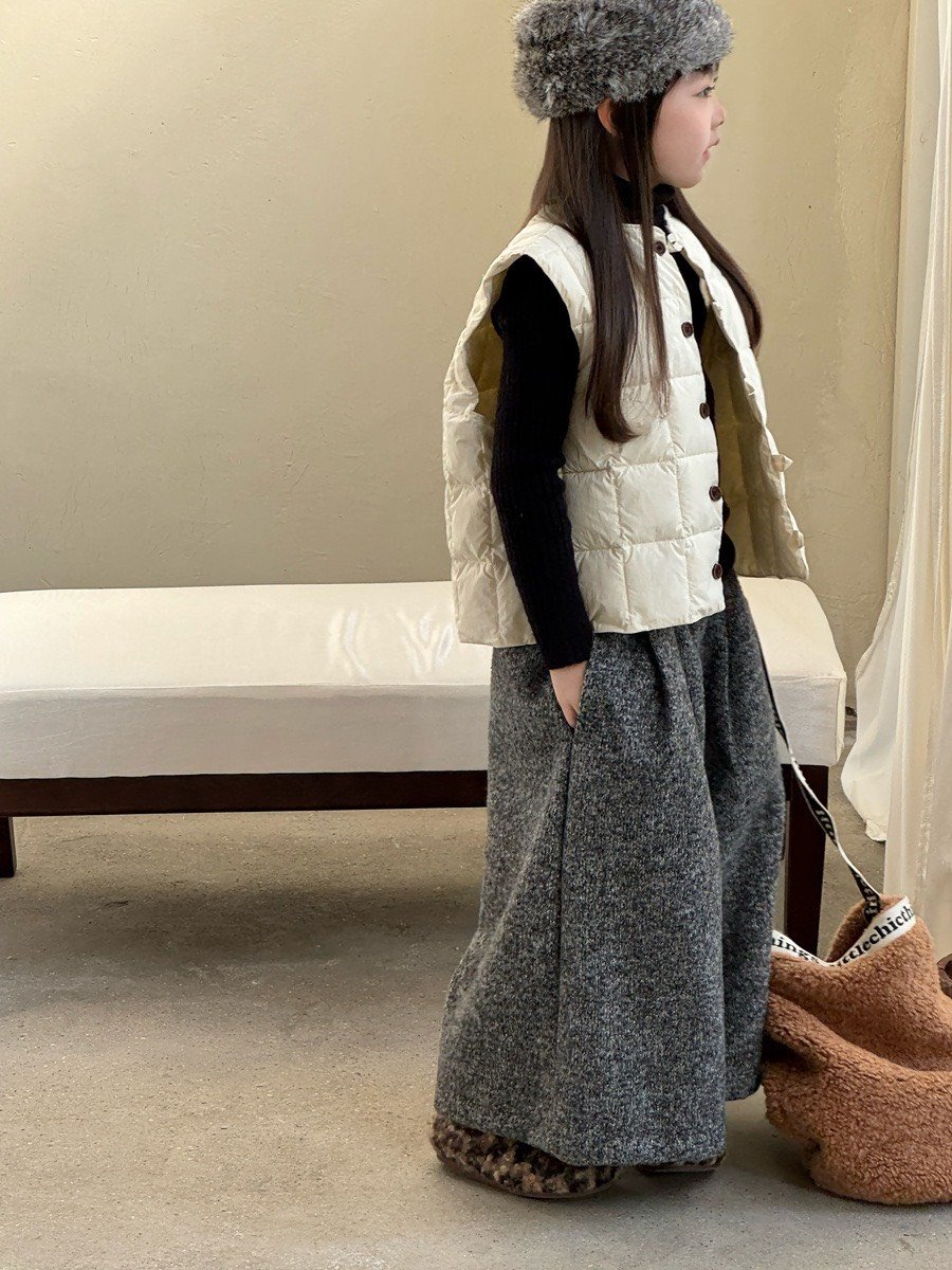 秋冬夾棉格子保暖背心