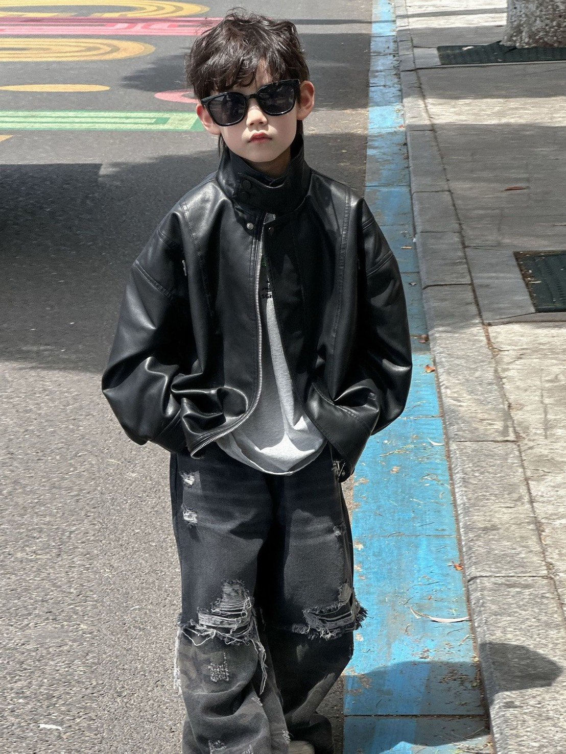 秋季復古軟皮飛行外套