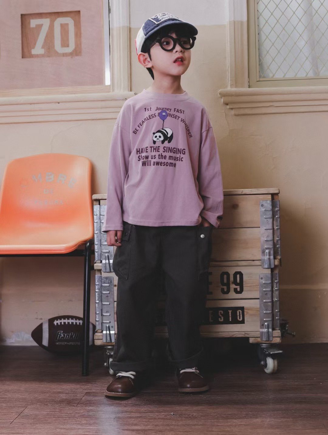 秋季日系字母小熊上衣