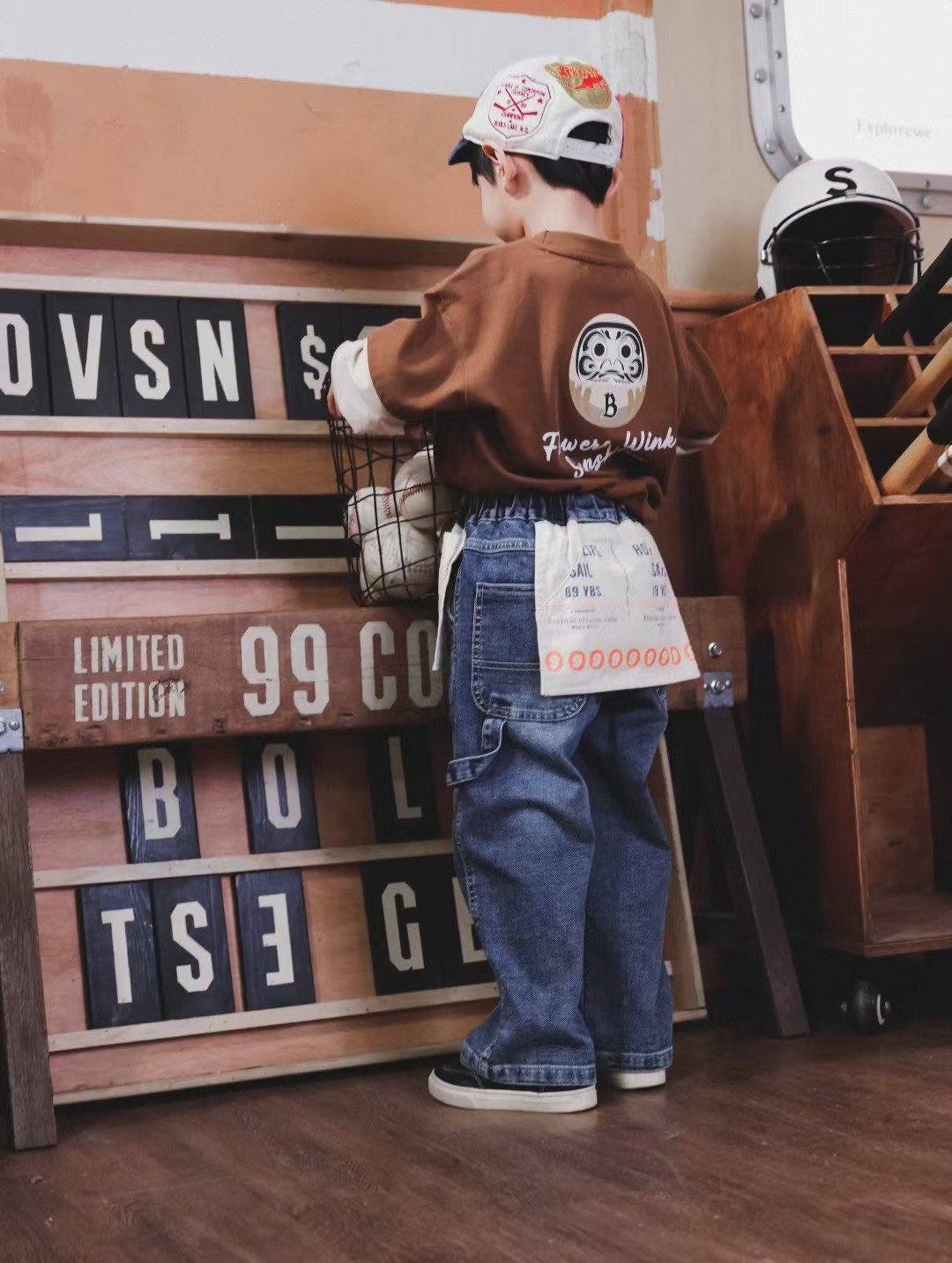 秋季日系假兩件不倒翁上衣