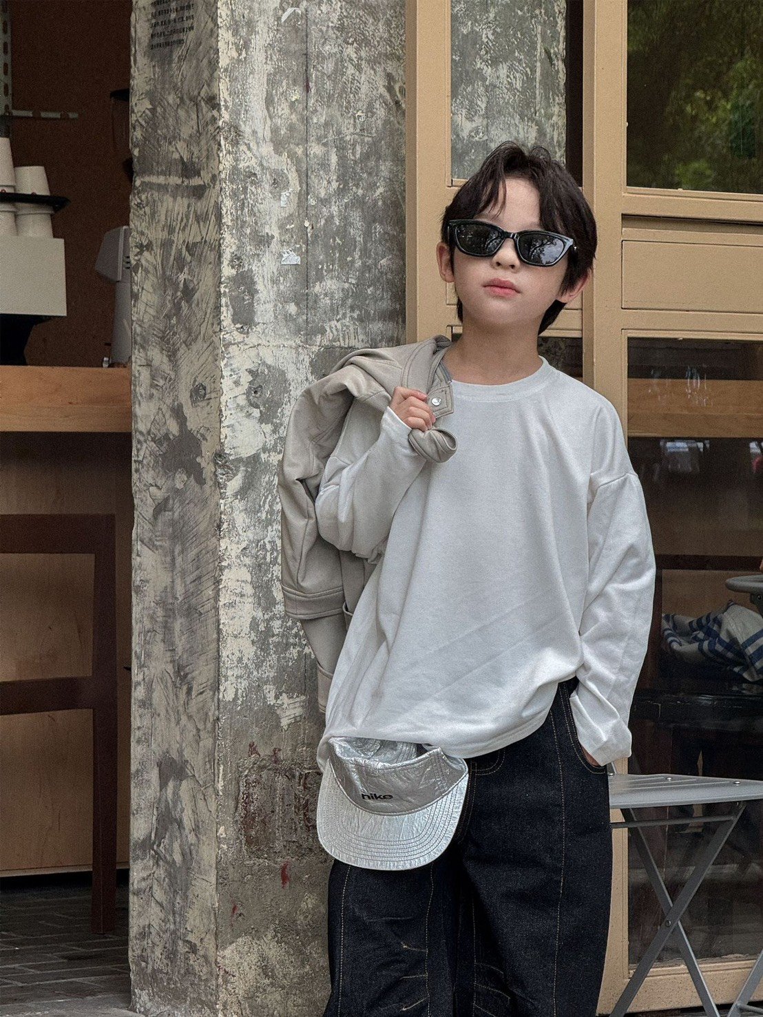 秋季純色棉質圓領上衣