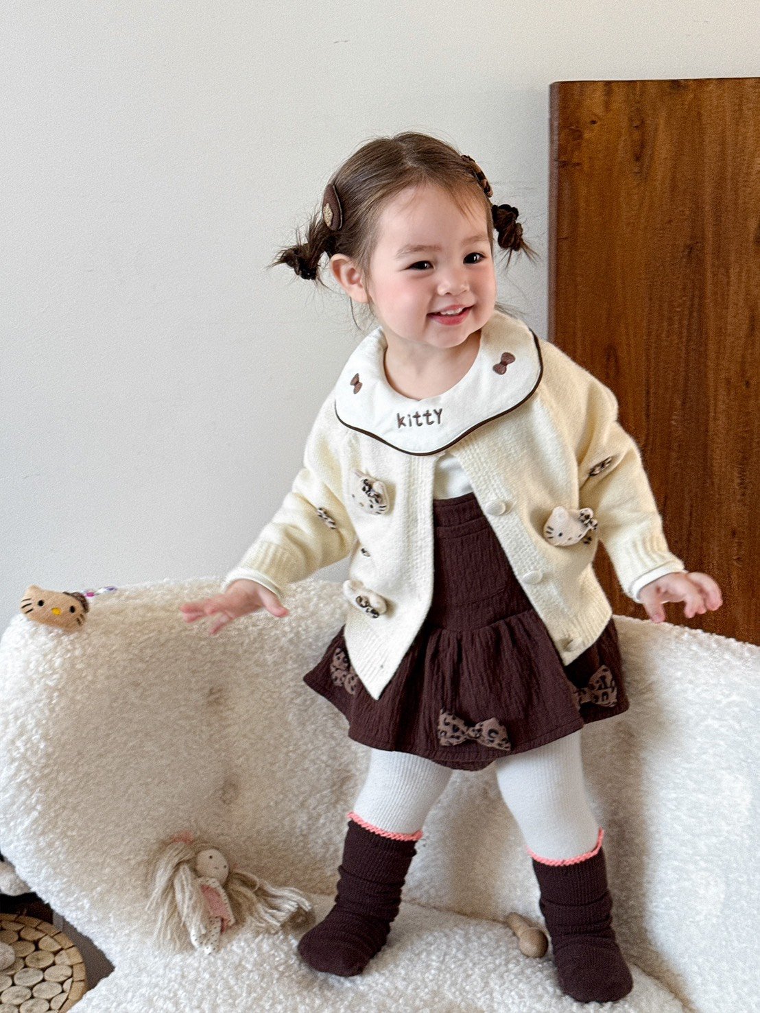 Kitty豹紋包屁裙/針織外套