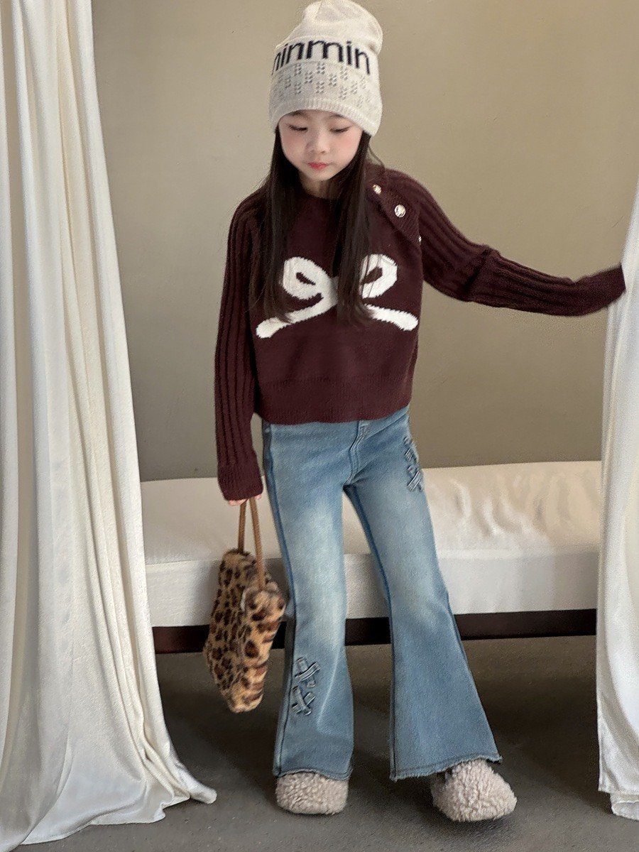 秋冬蝴蝶結針織上衣