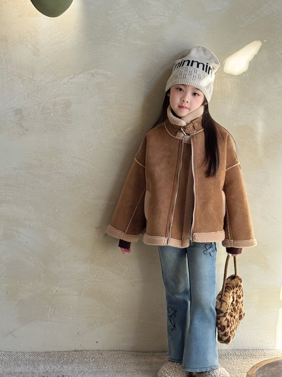 秋冬麂皮加厚大衣