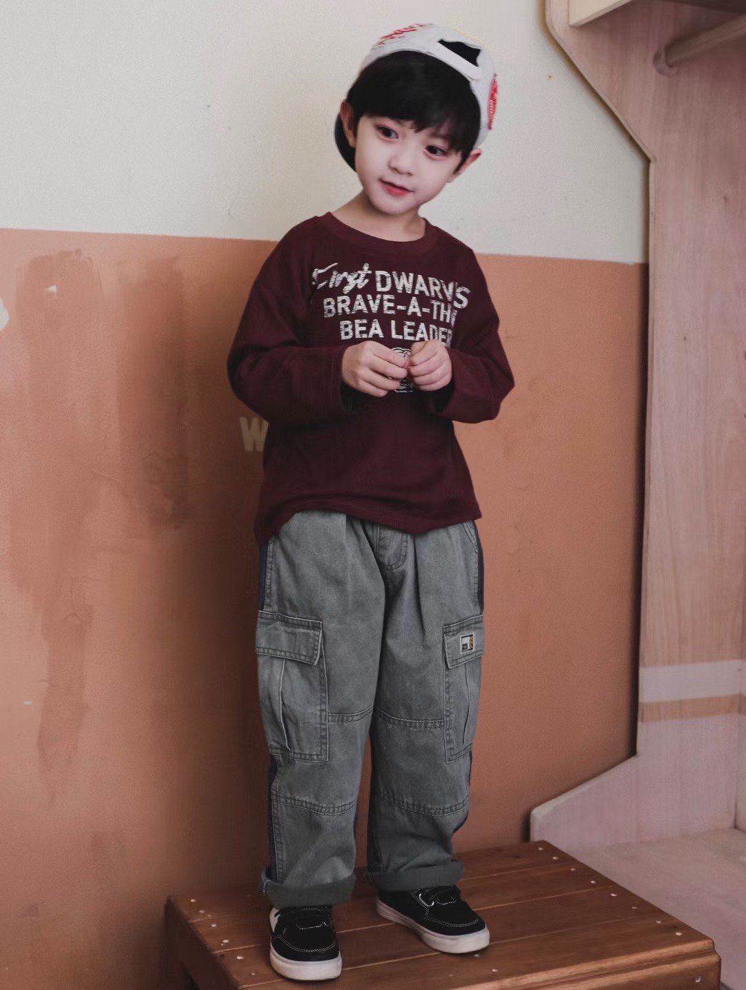 秋季日系撞色口袋牛仔褲