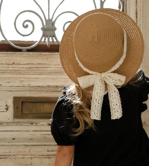 032346花樣綁帶帽(兩色)