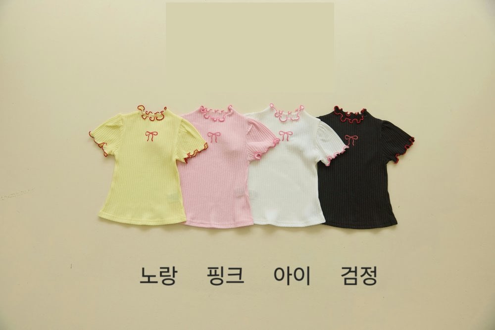 042311捲邊蝴蝶結上衣(四色)