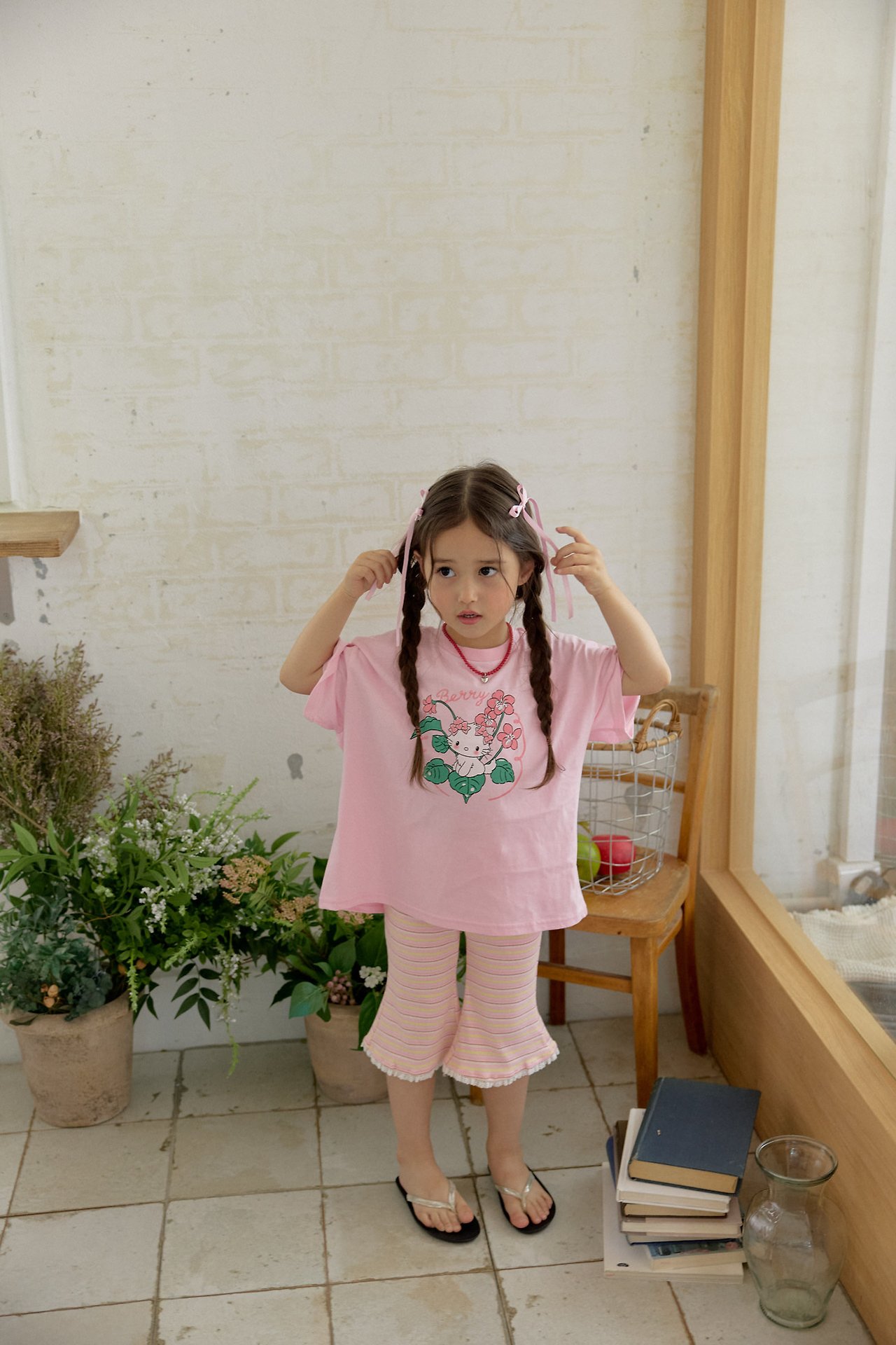 042215條紋花邊褲(兩色)