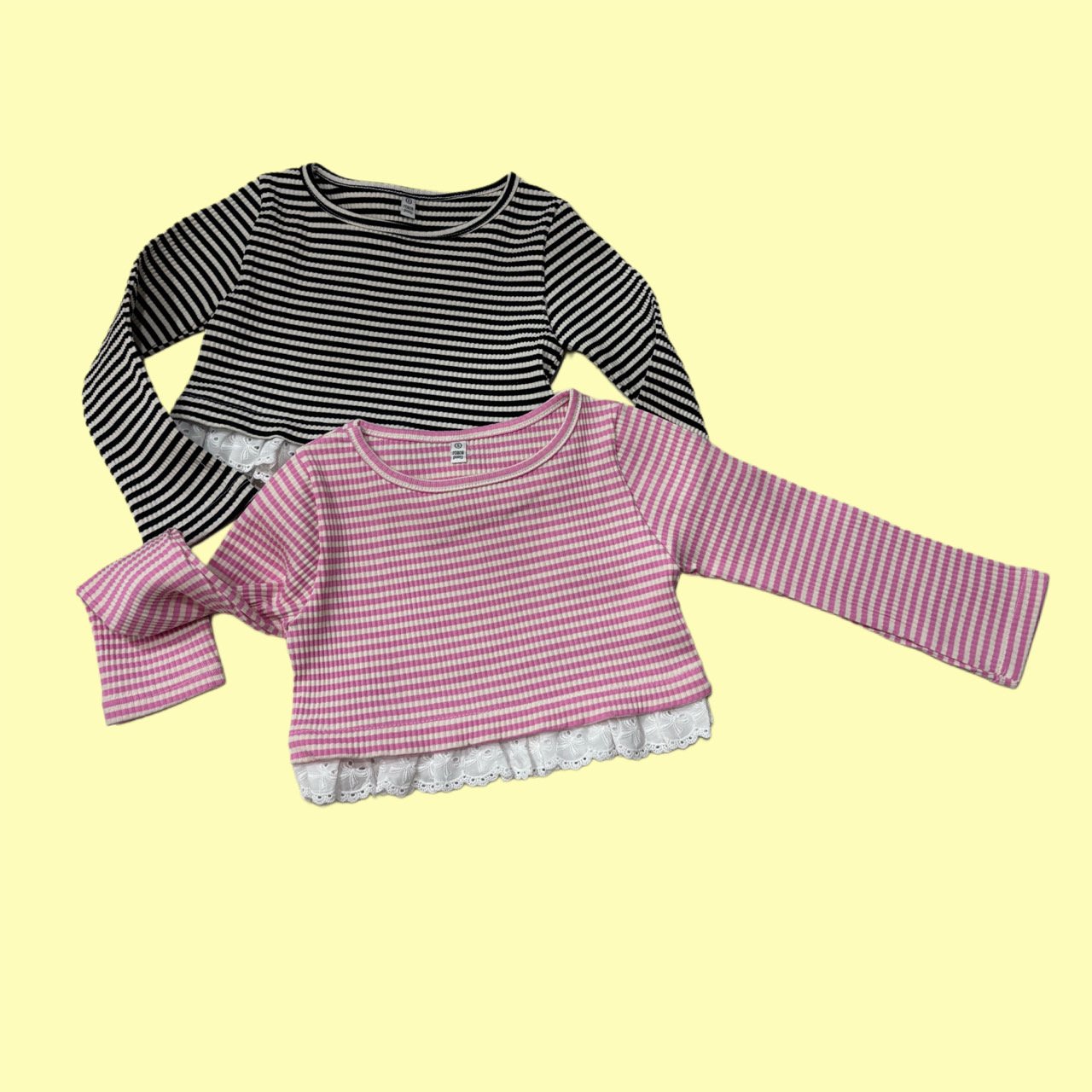 53017條紋花邊上衣(兩色)