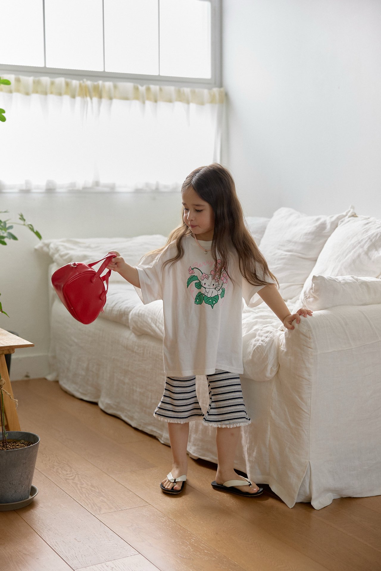 042215條紋花邊褲(兩色)