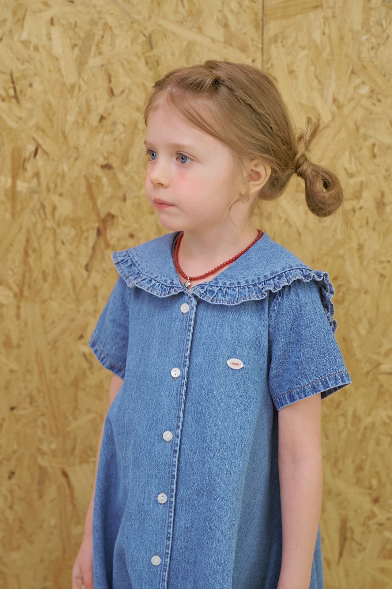 042248花邊翻領牛仔連身裙