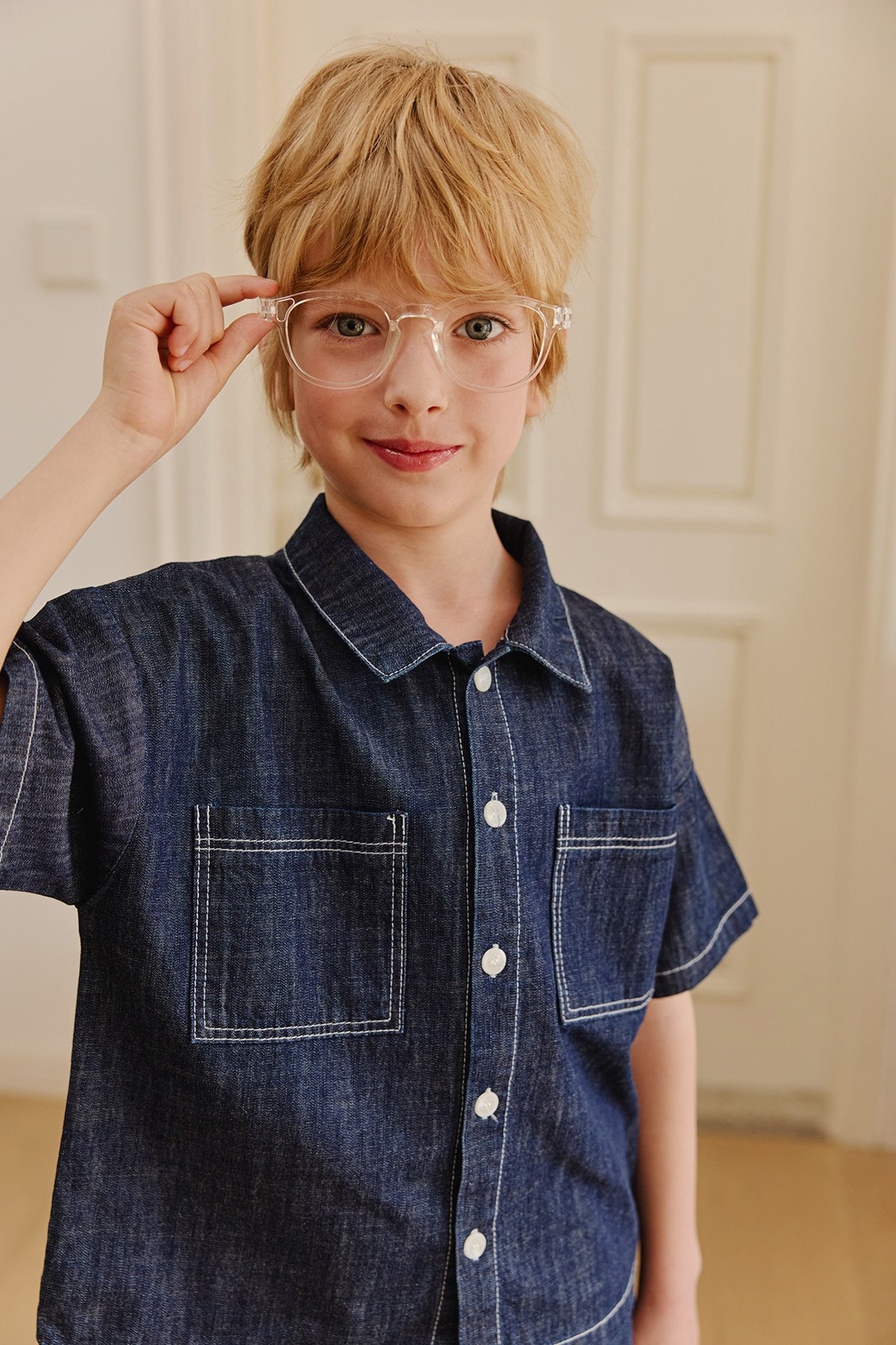 041101深藍翻領牛仔上衣