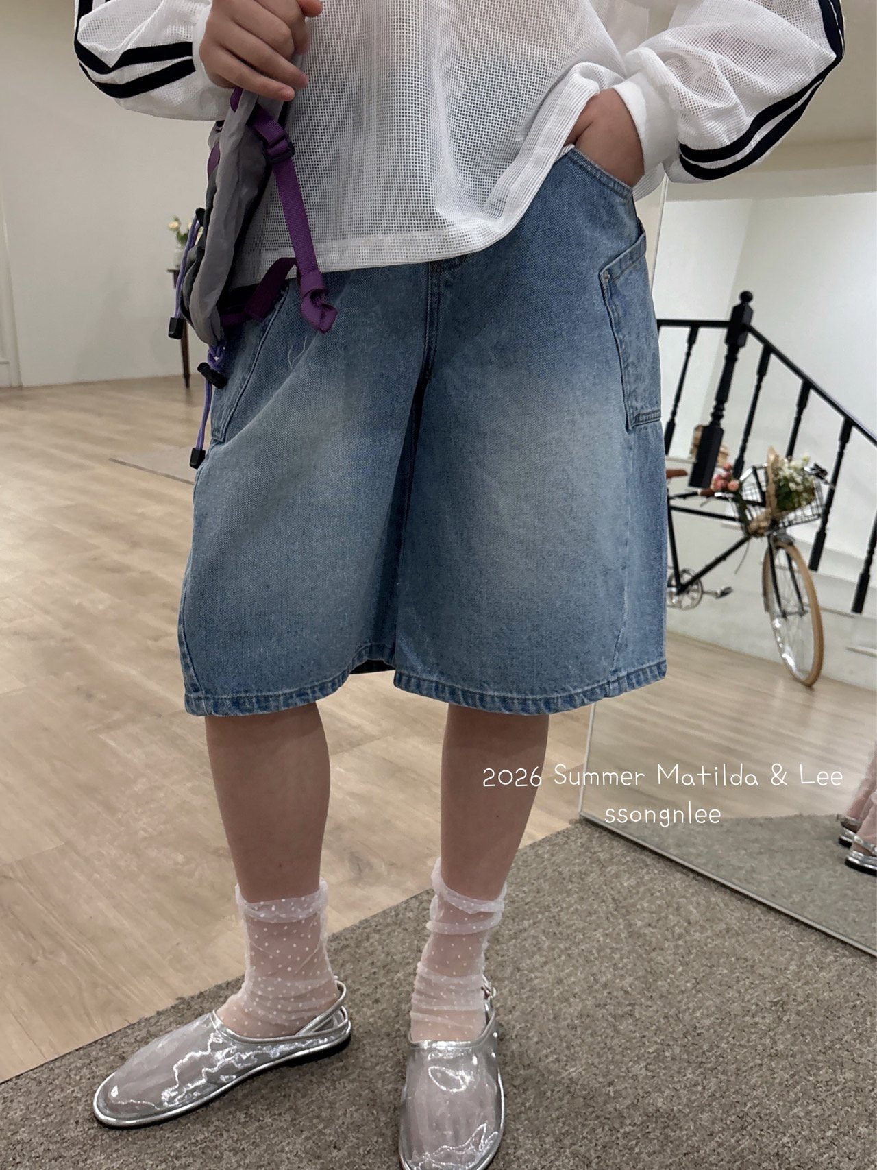 042872側邊造型牛仔短褲