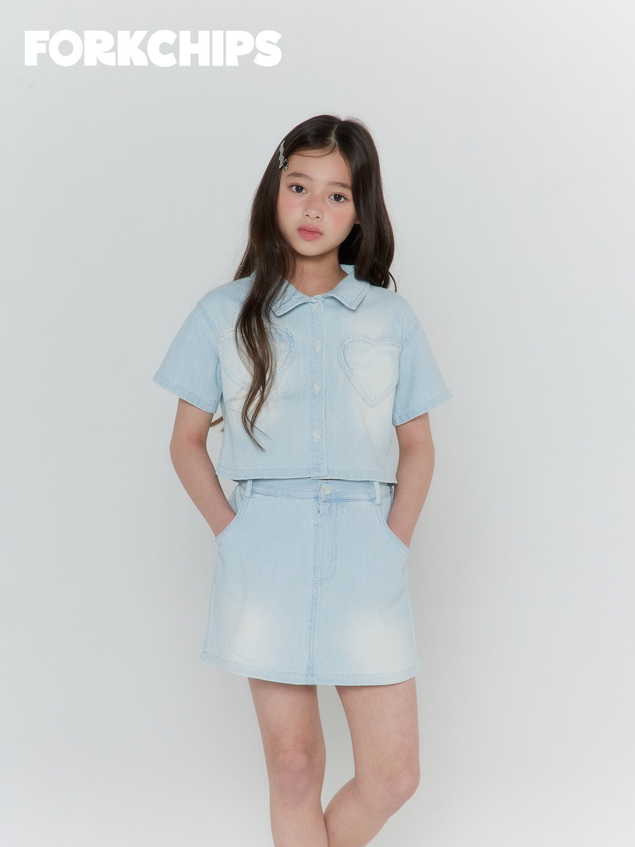 042034翻領愛心短上衣(兩色)