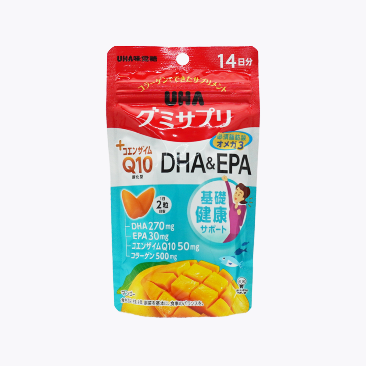 UHA味覺糖CoQ10+DHA&EPA軟糖芒果口味(14日)