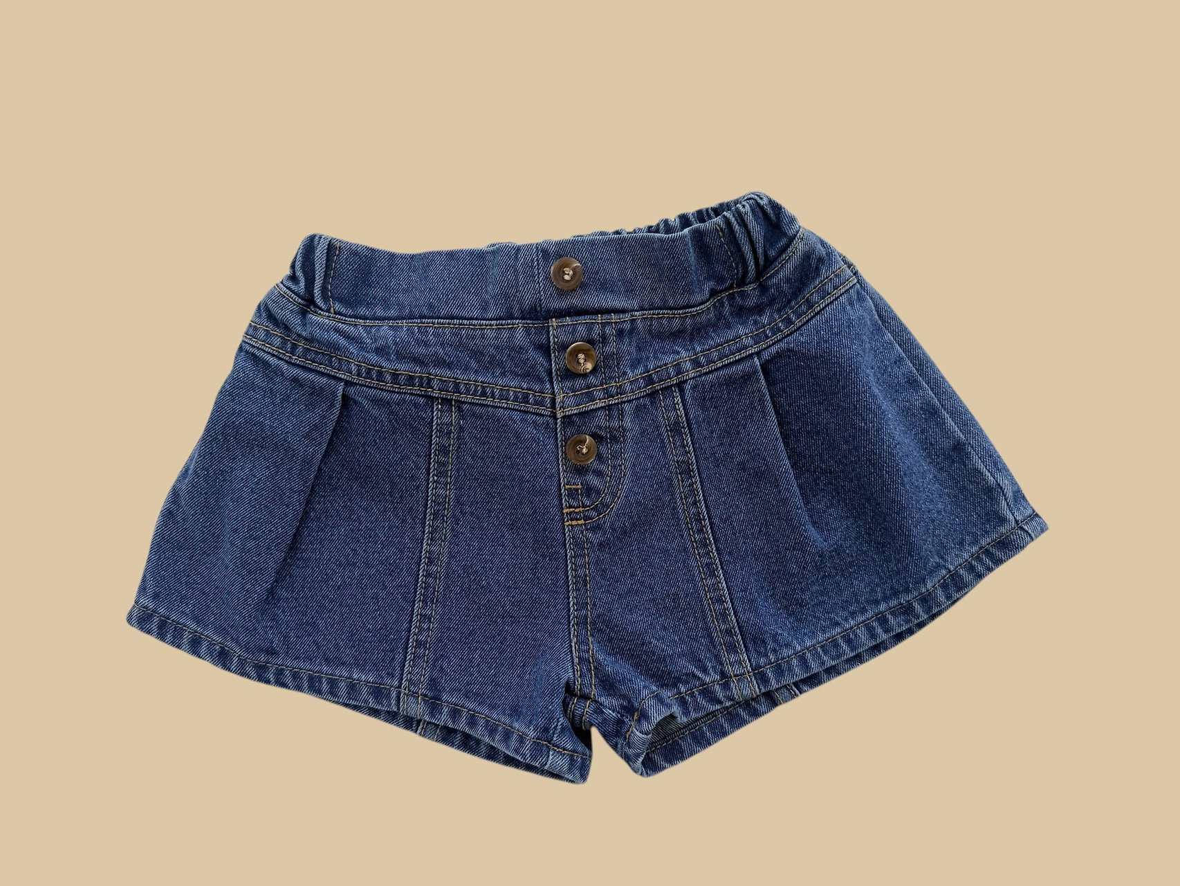 041038深藍排釦牛仔短褲