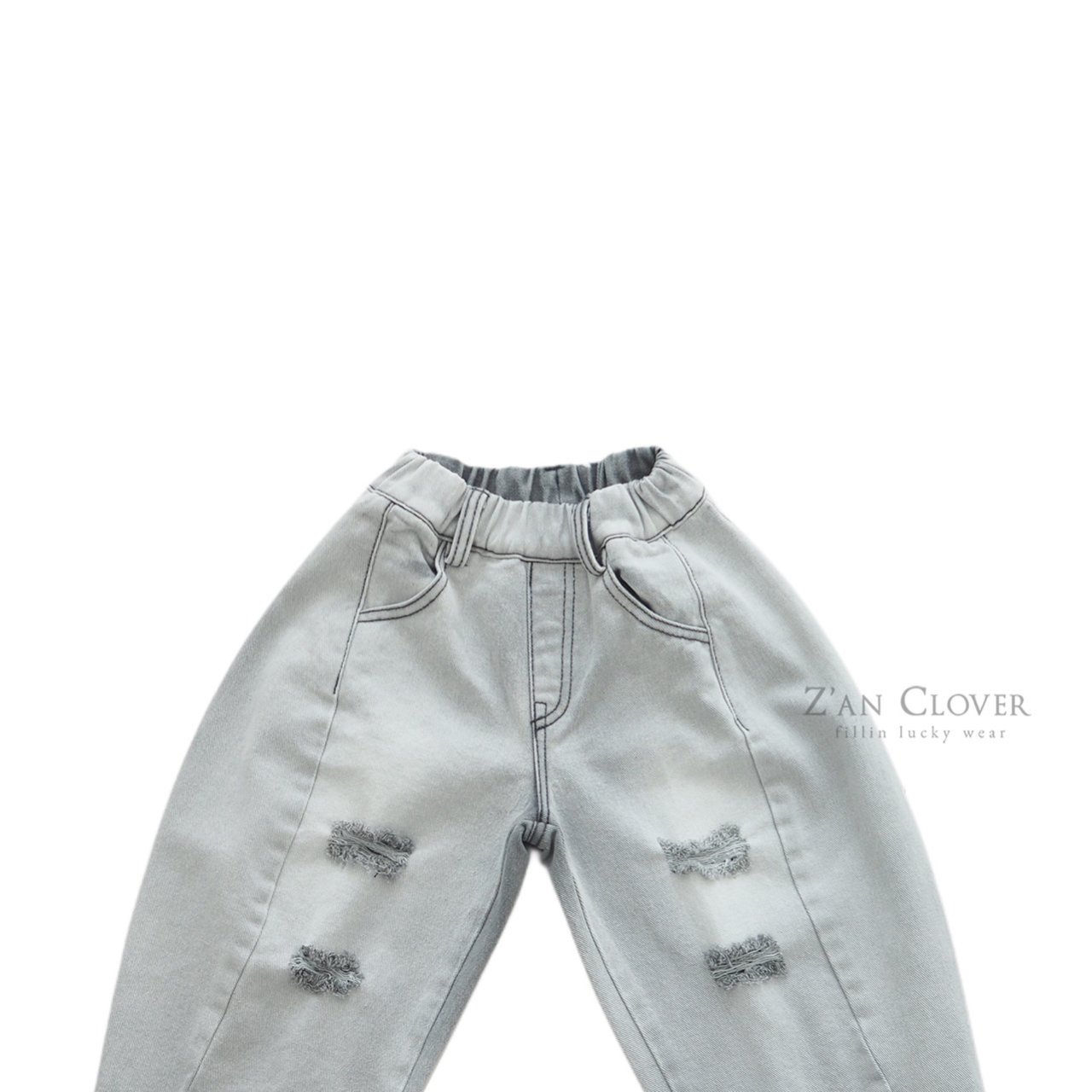 032515淺灰破破牛仔褲